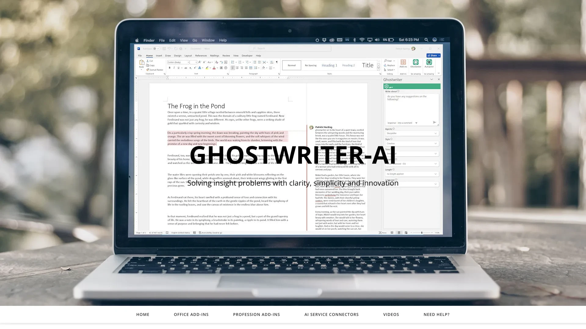 Ghostwriter Add-ins for Microsoft Office website preview