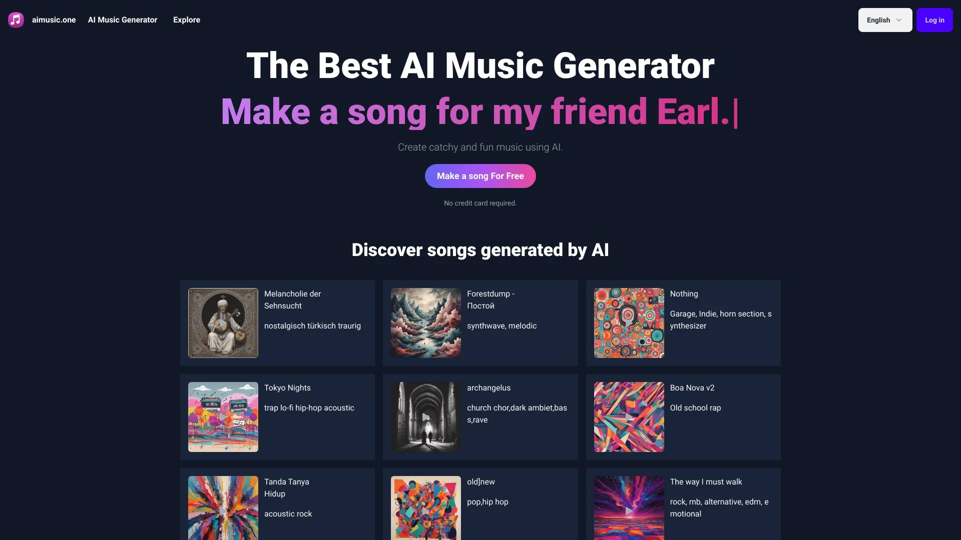 AI Music Generator website preview