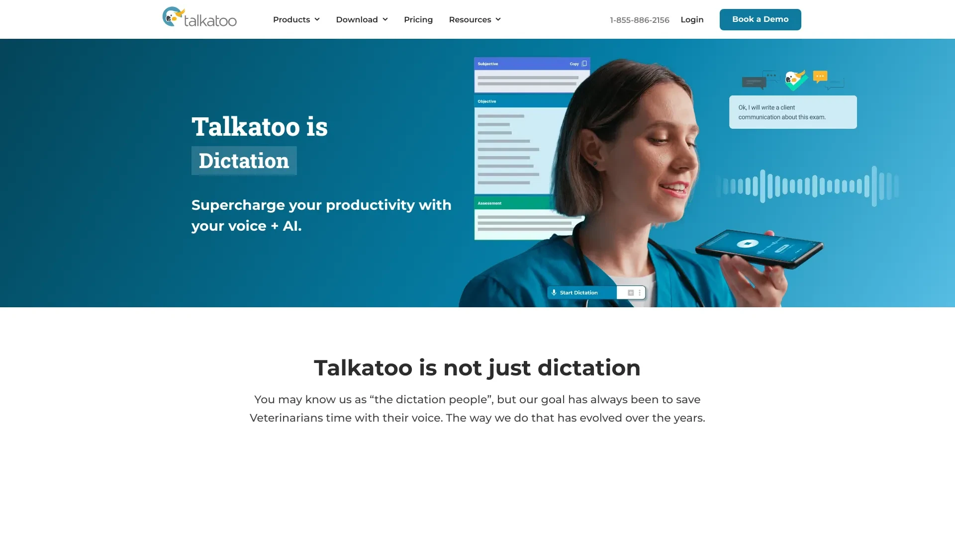 Talkatoo Dictation Software website preview