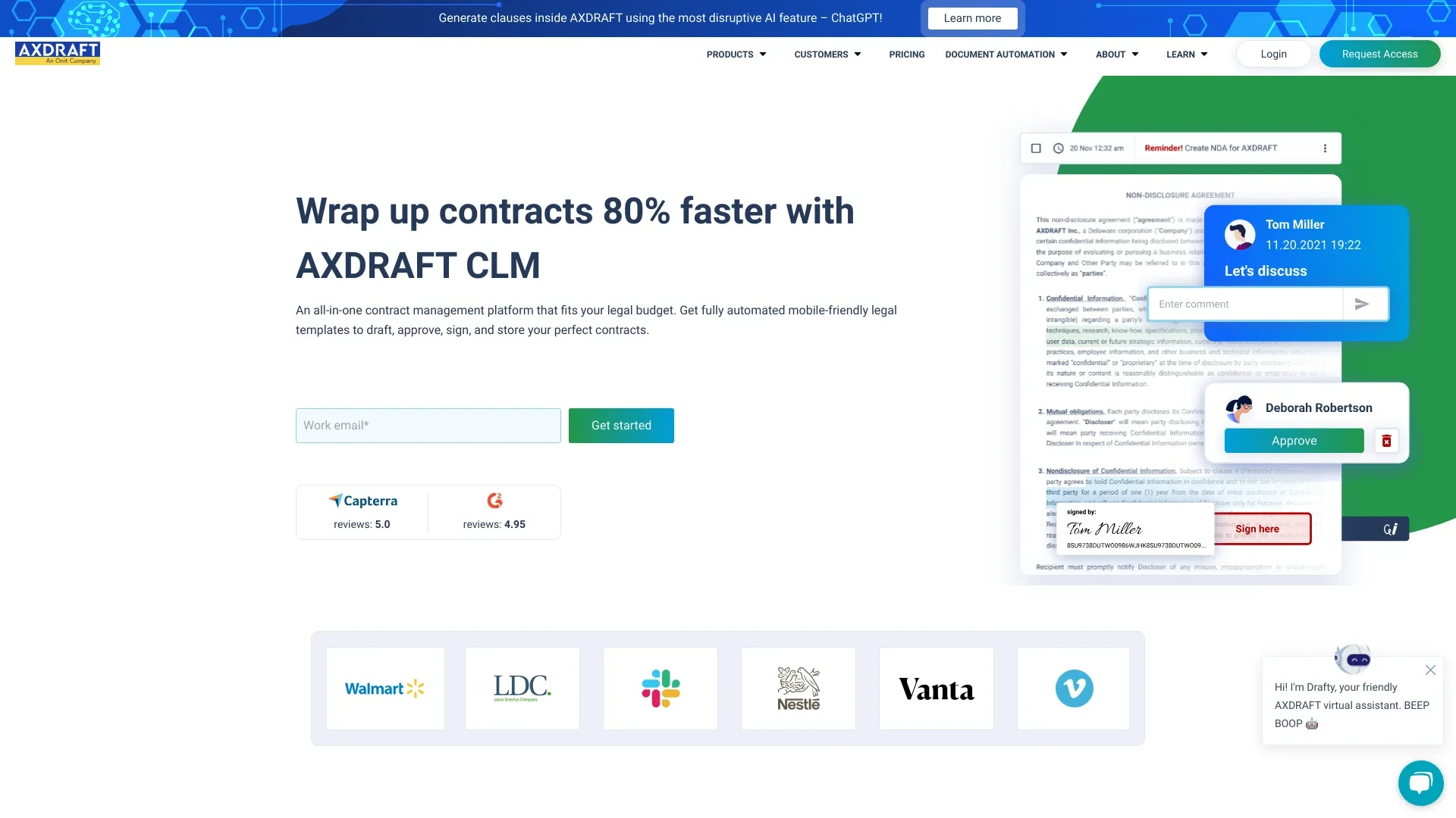 AXDRAFT Contract Management System website preview