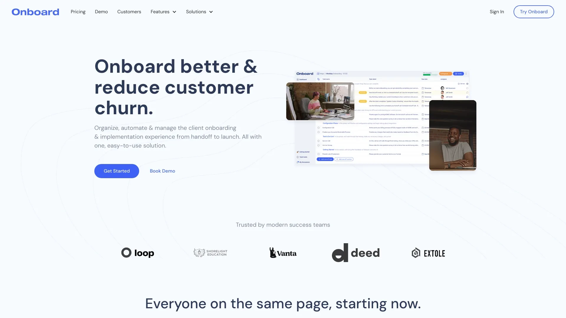 Onboard - Customer Onboarding Software for Success Teams website preview