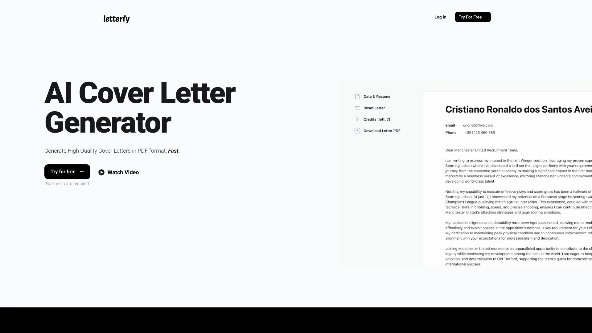 Letterfy website preview