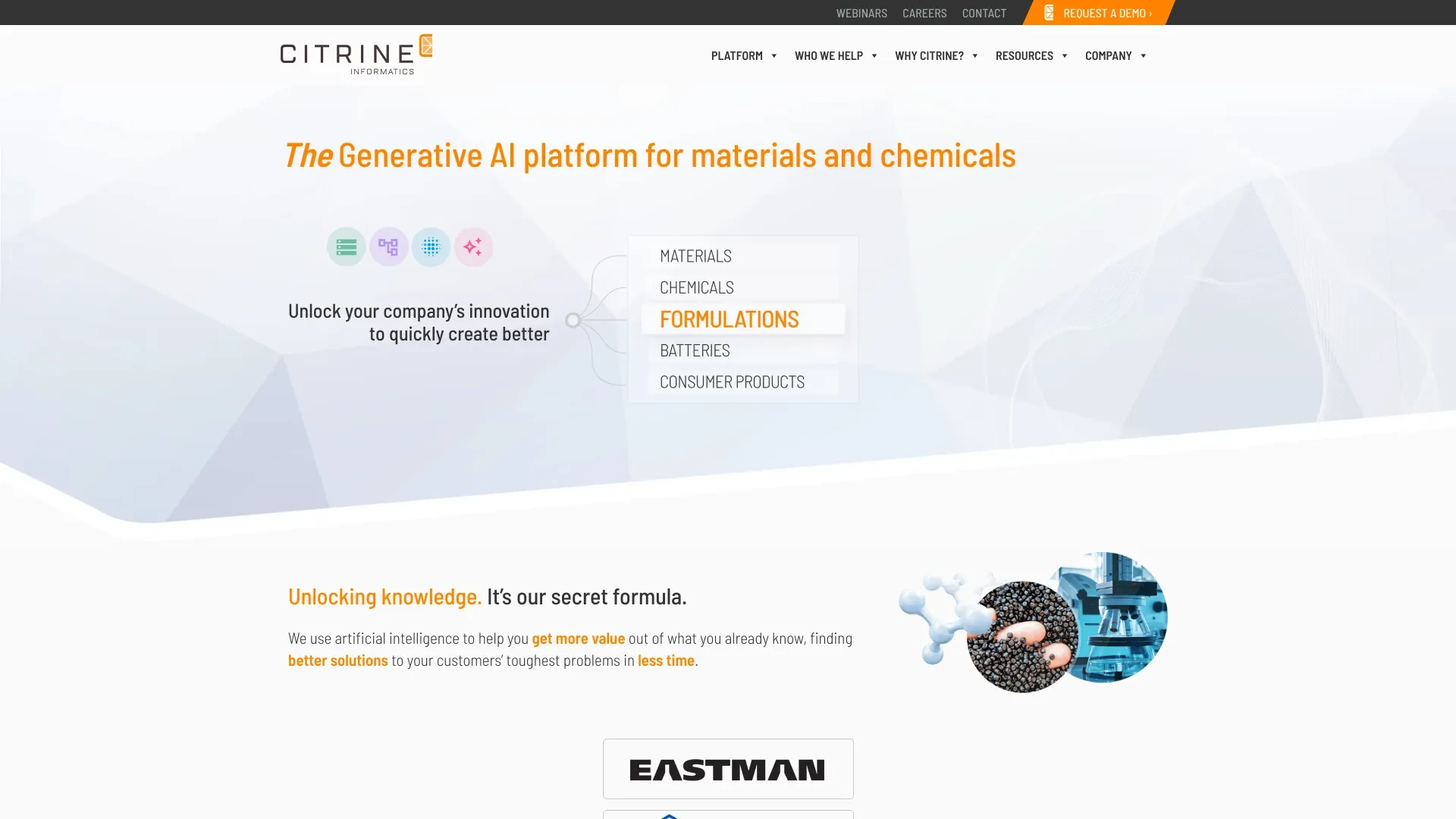 Citrine Informatics website preview