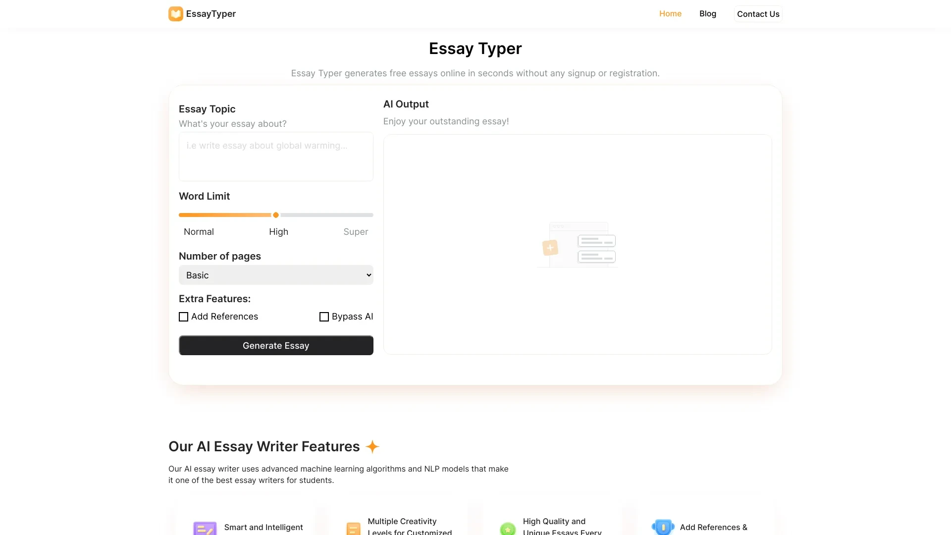 Essay Typer website preview