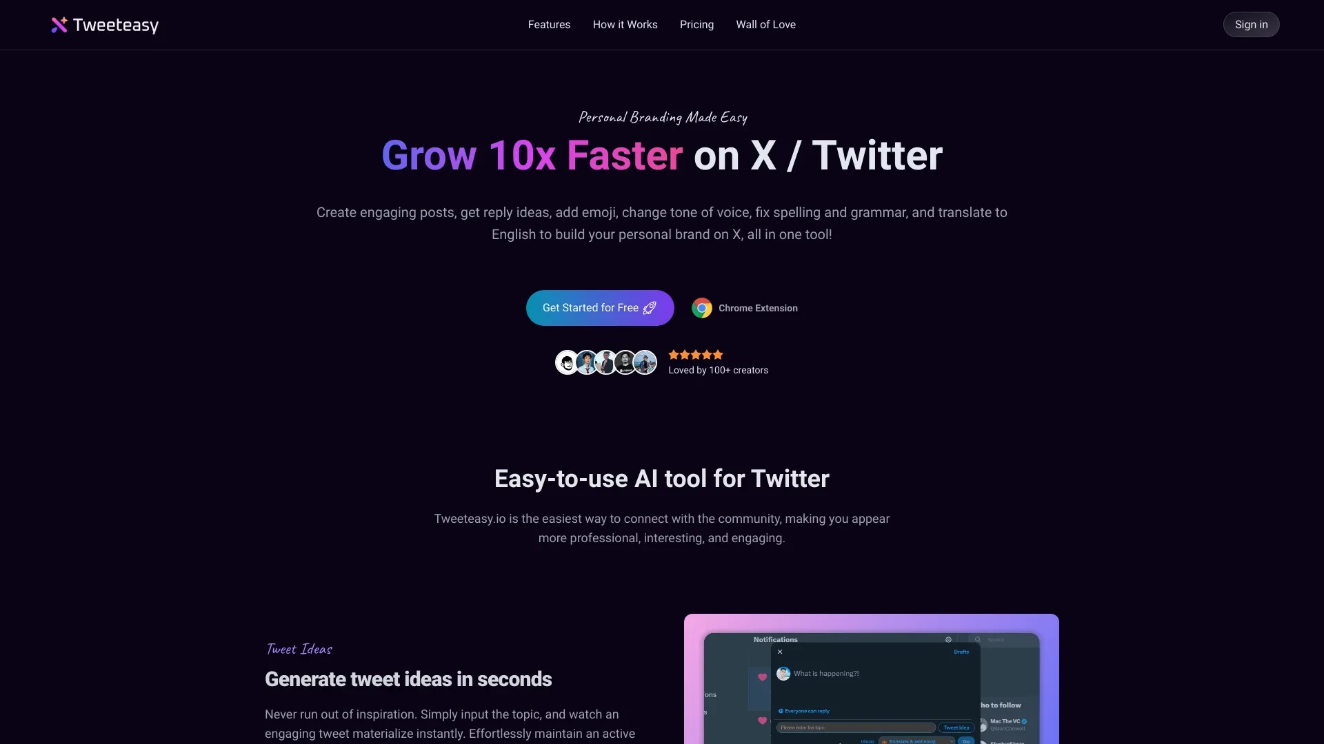 Tweeteasy website preview