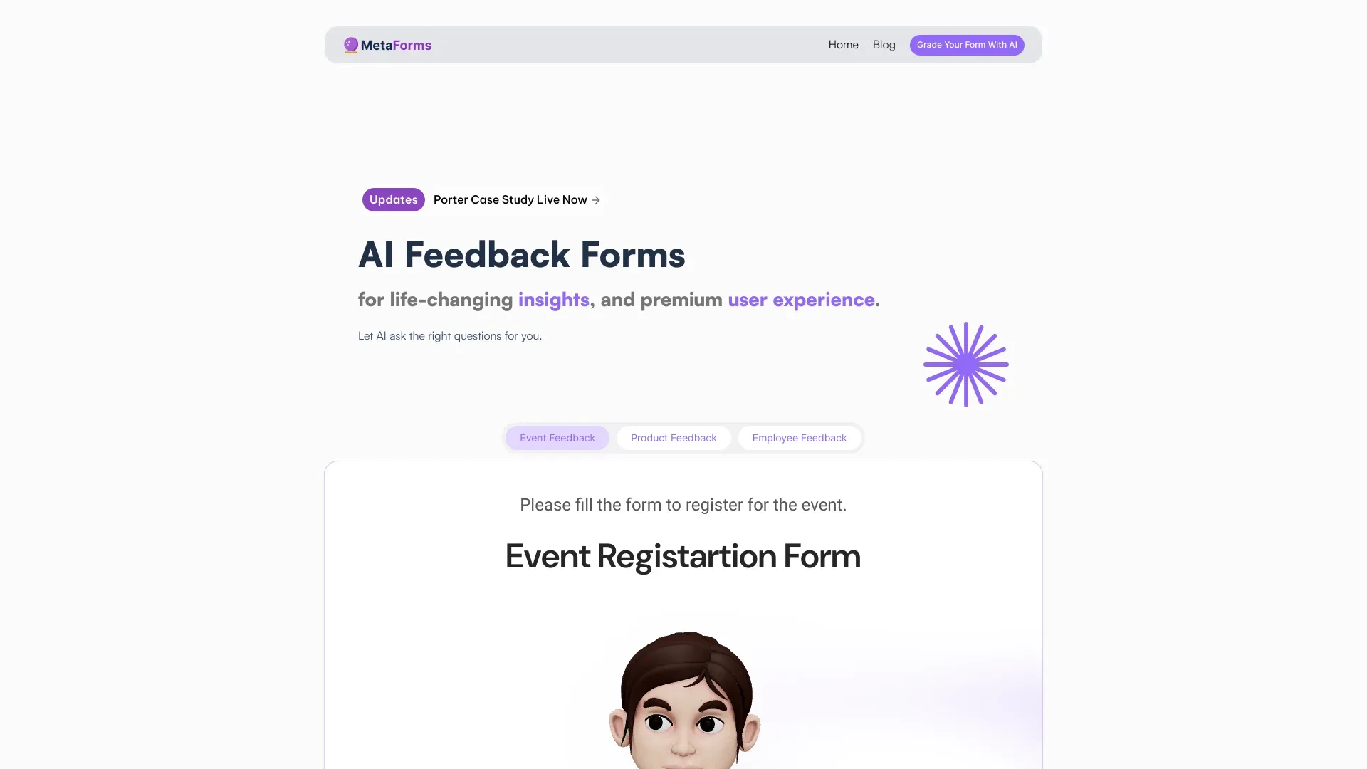 MetaForms website preview