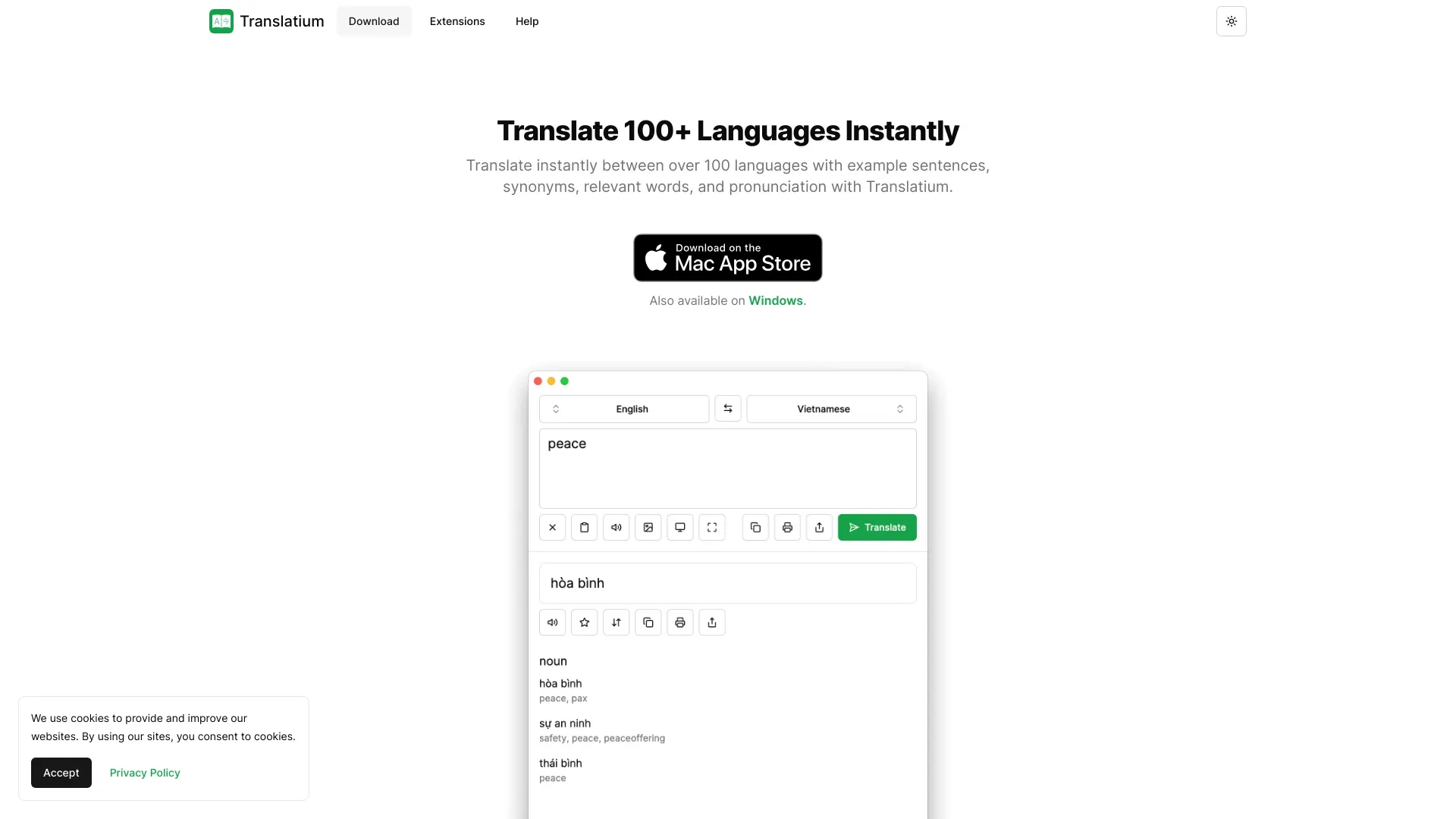 Translatium website preview