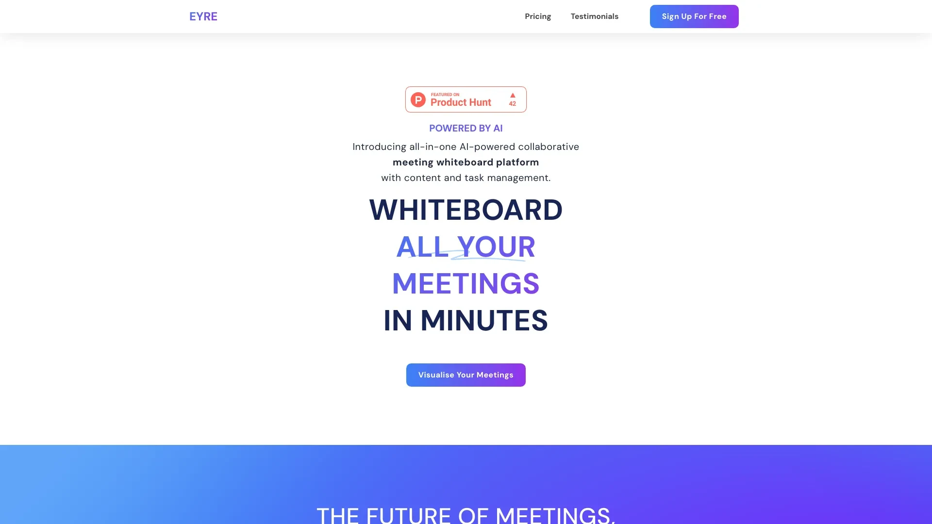 Eyre: Whiteboard Your Meetings website preview