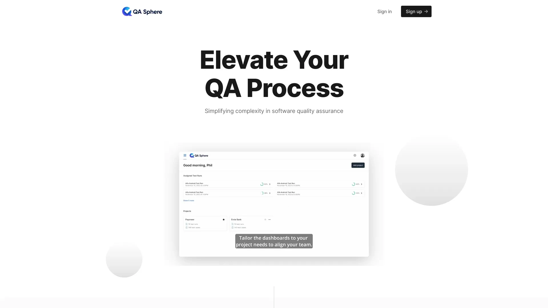 QA Sphere website preview