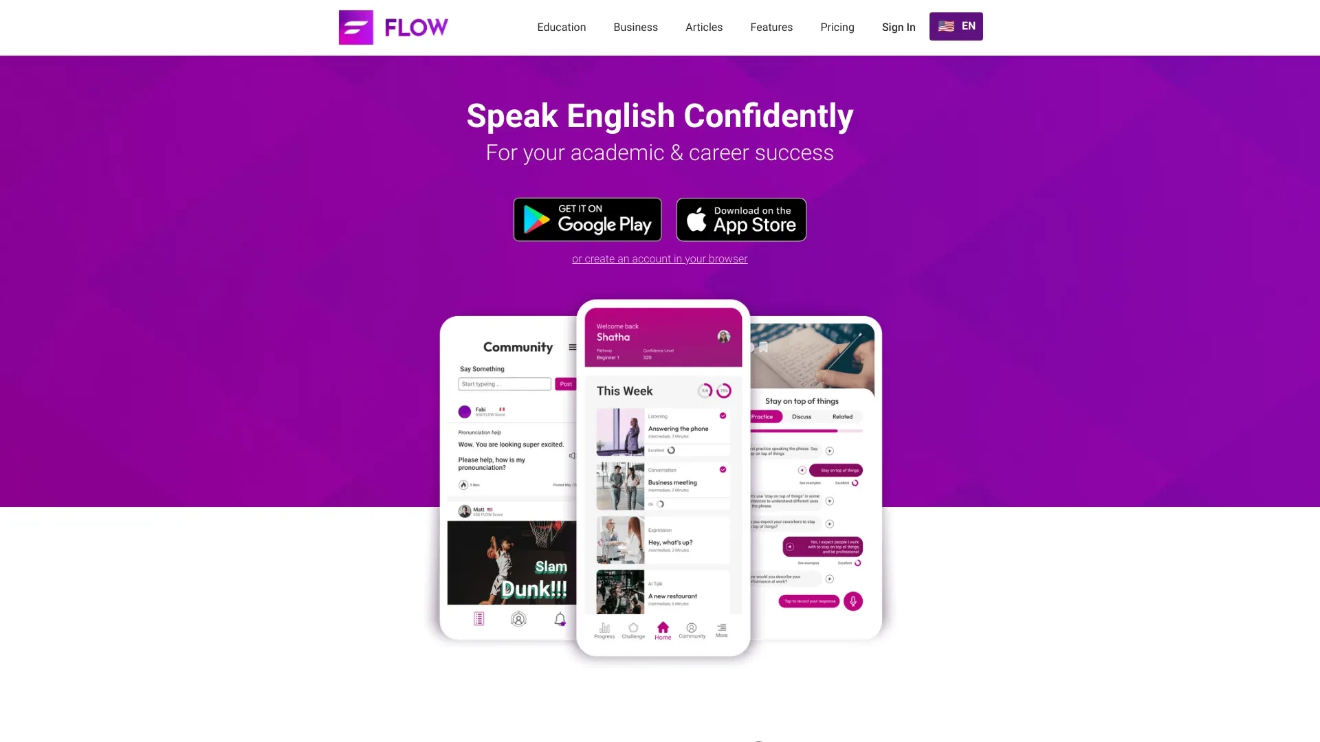 FLOW Speak website preview