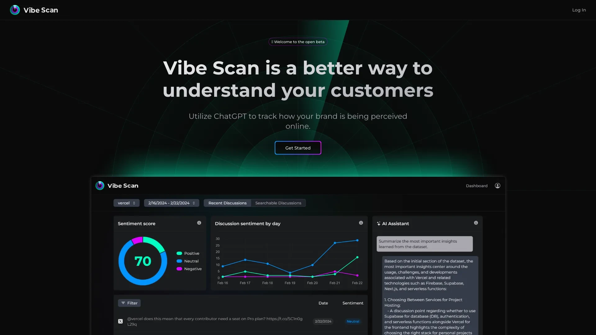 Vibe Scan website preview