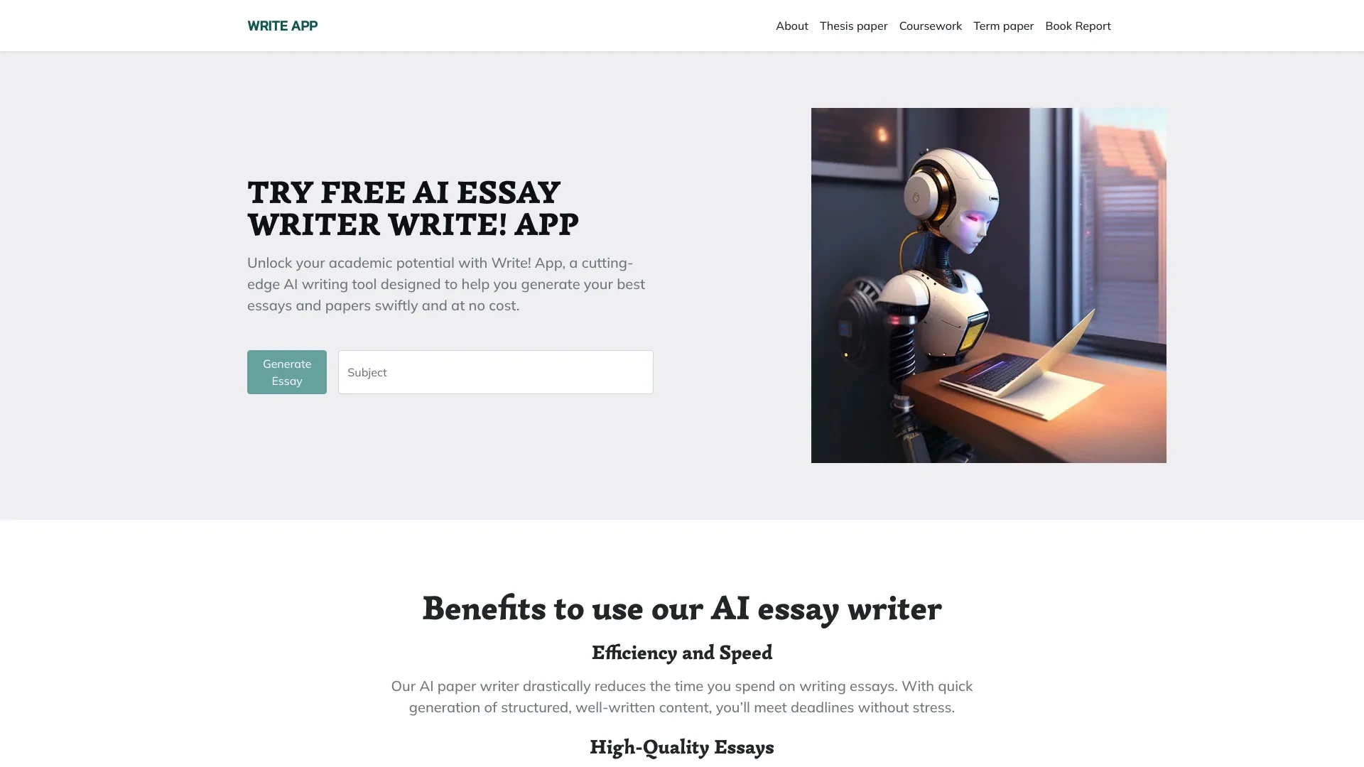 Write! App website preview