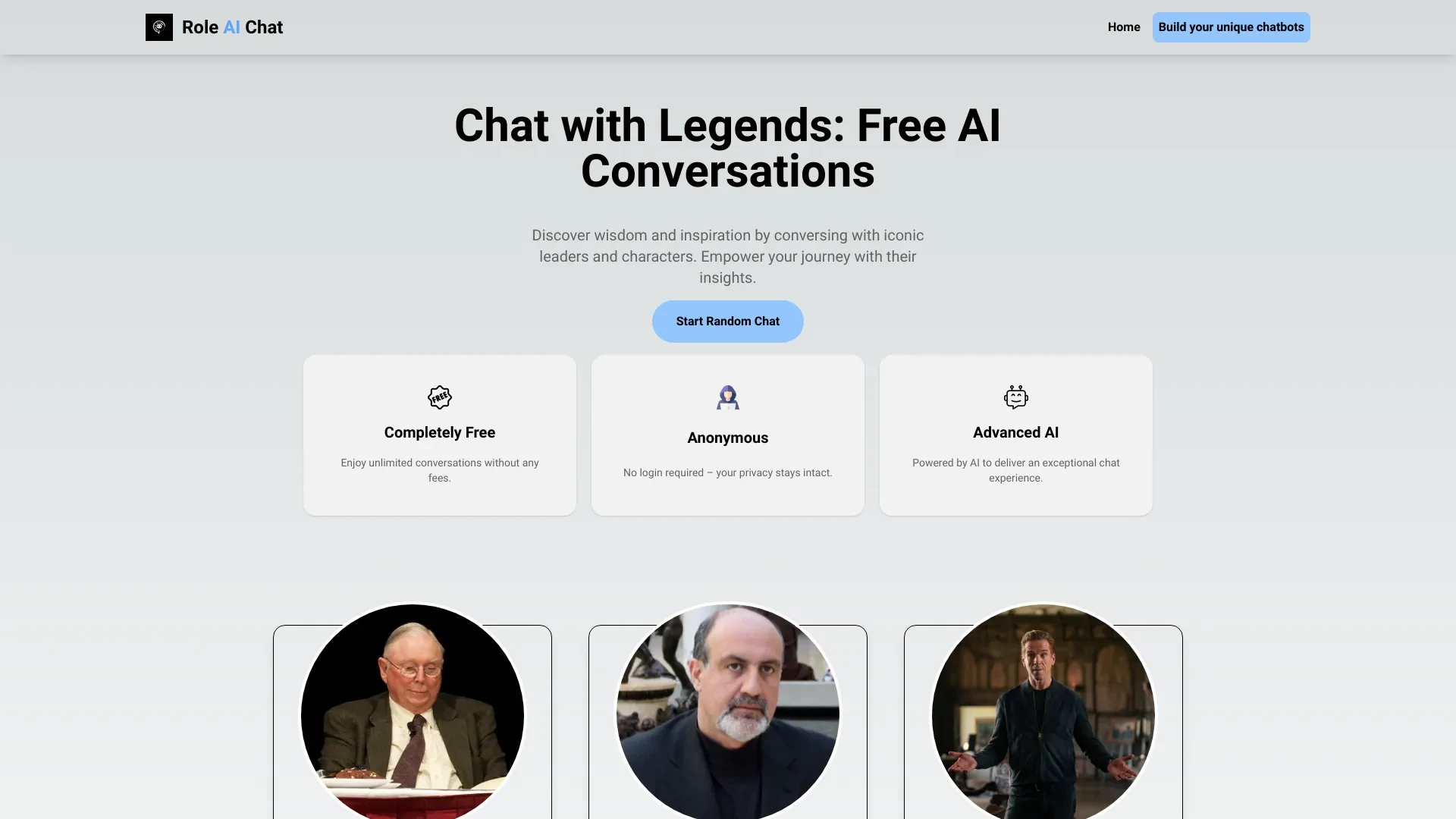 Role AI Chat website preview