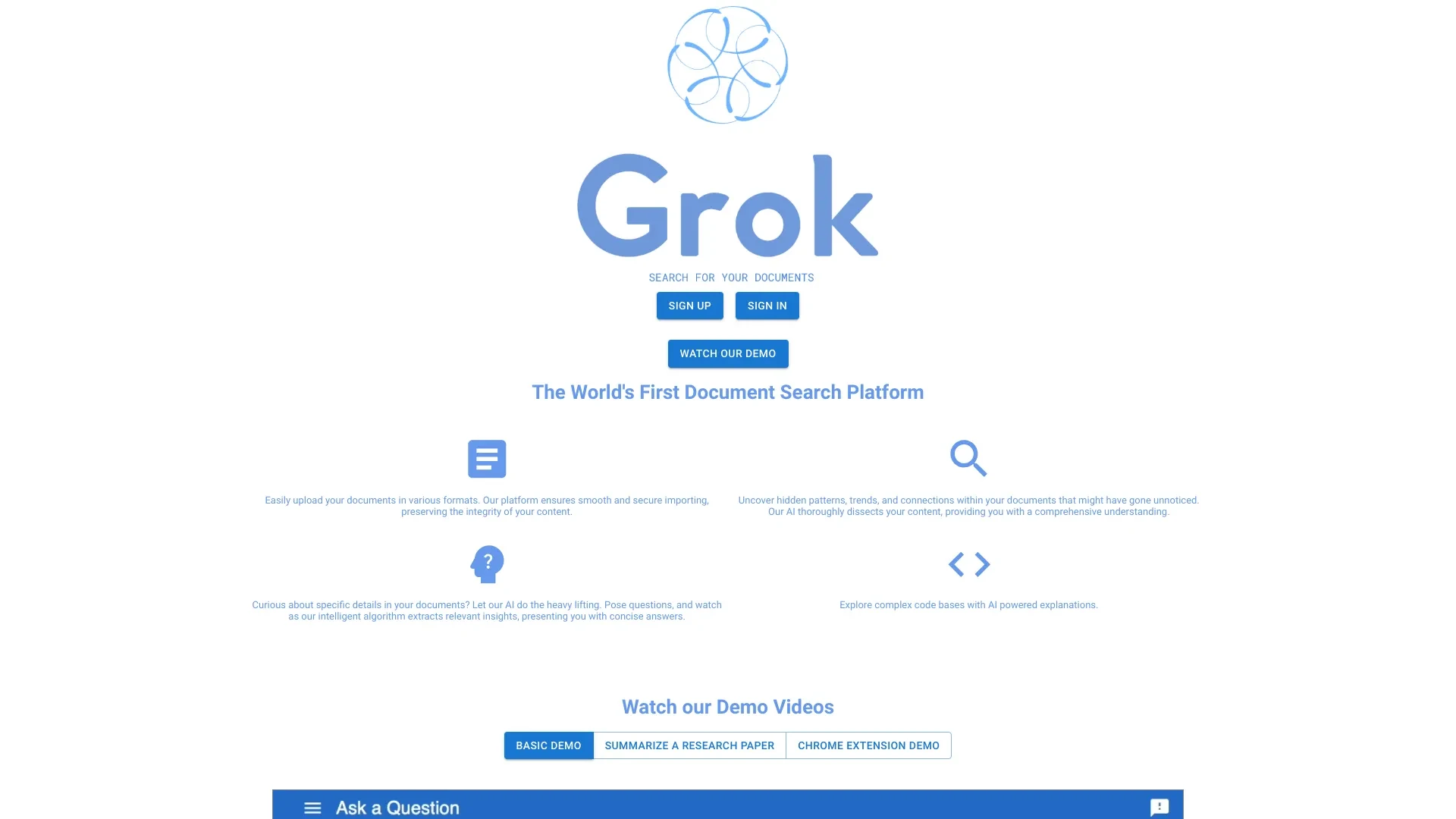 Grok website preview