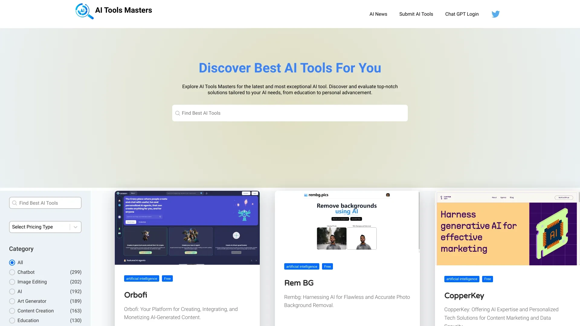 AI Tools Masters website preview