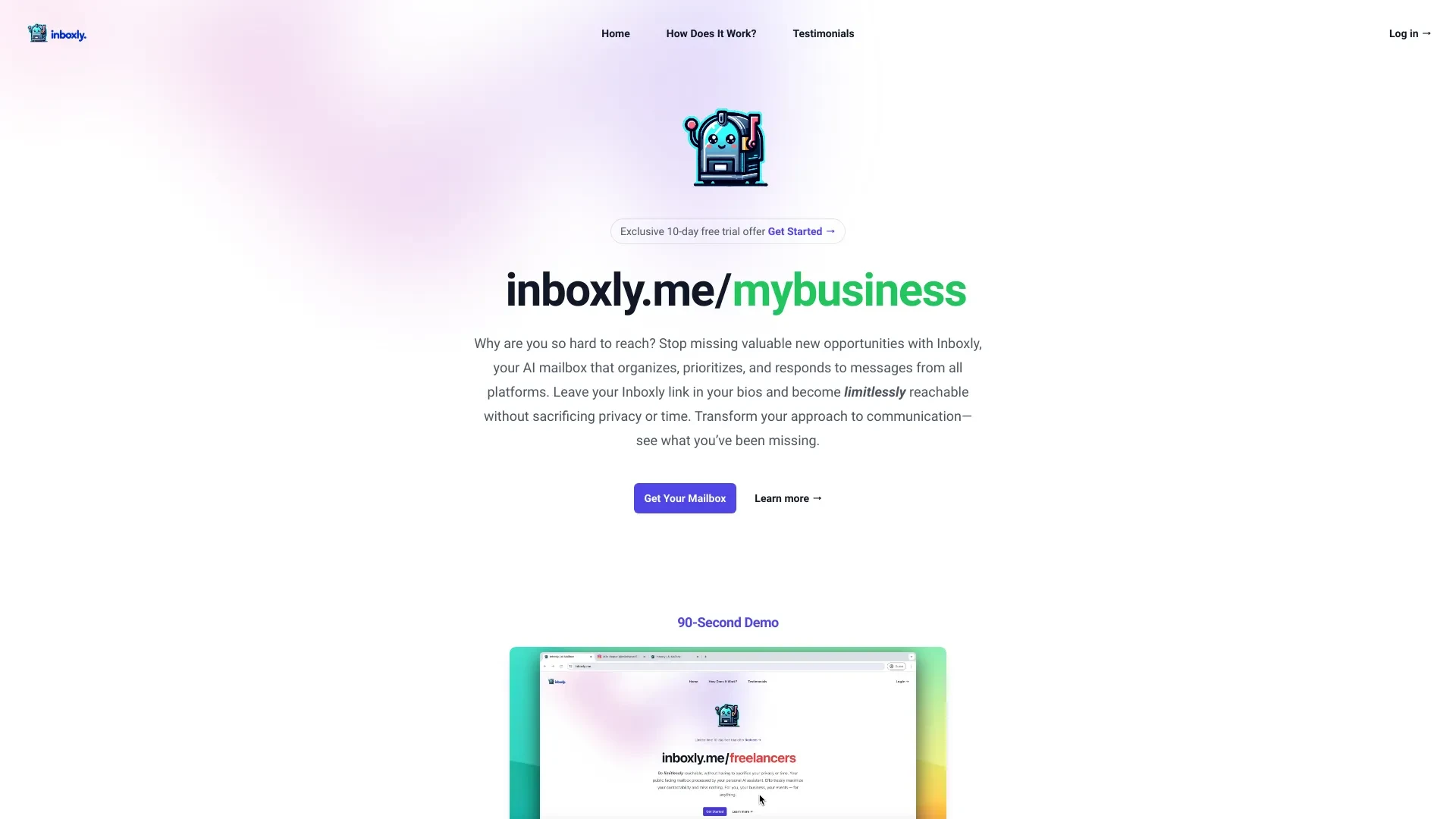 Inboxly website preview