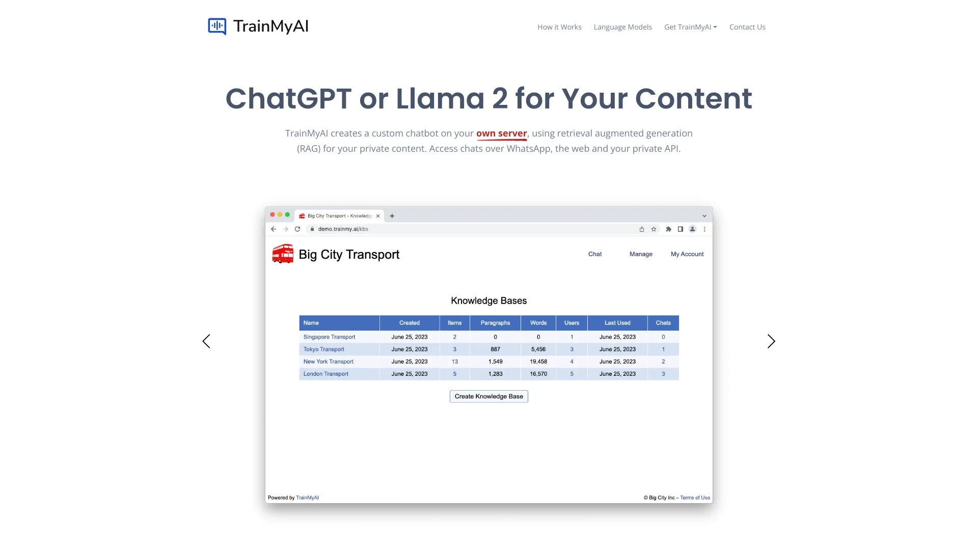 TrainMyAI website preview