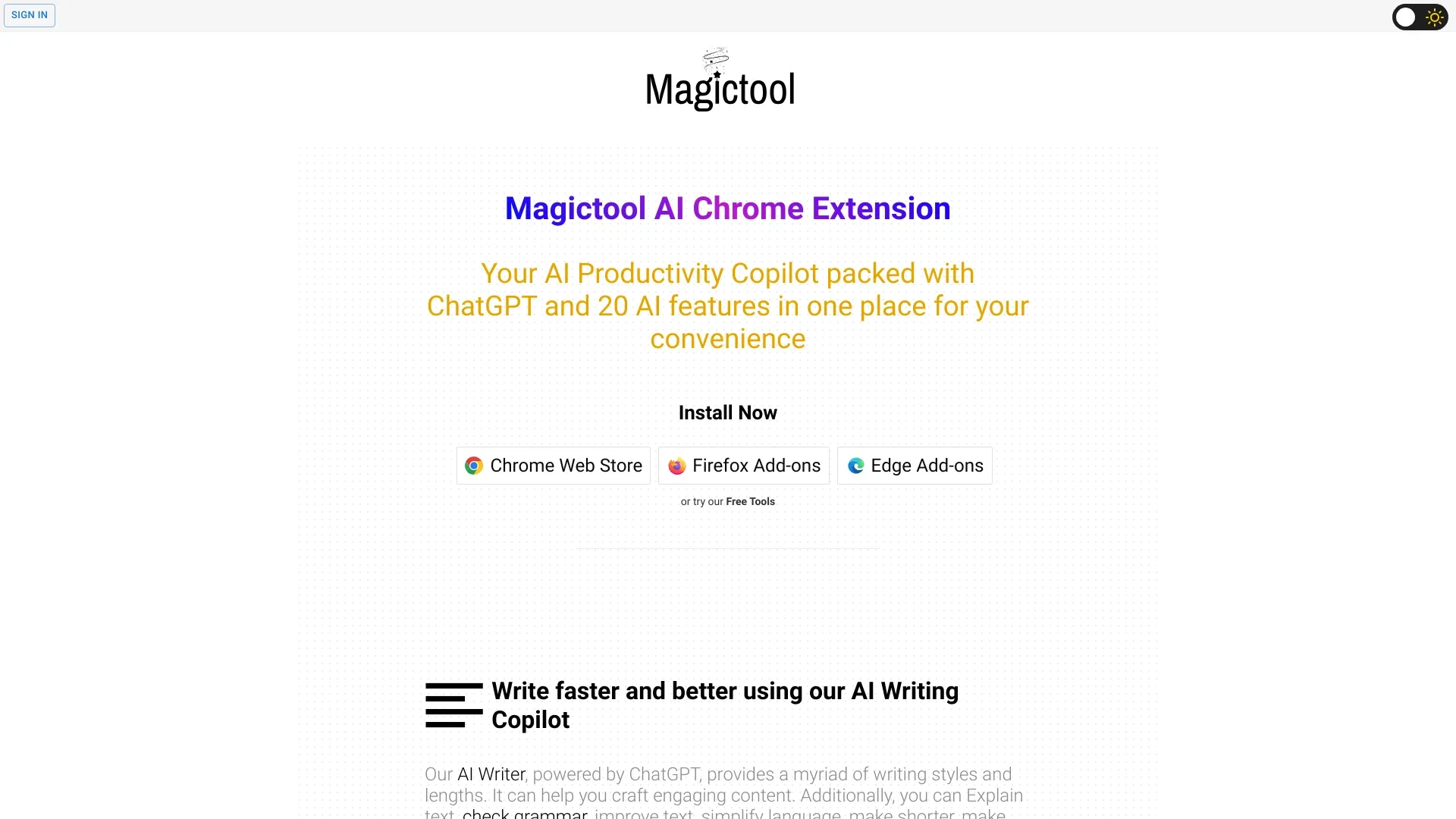 Magic Tool AI website preview