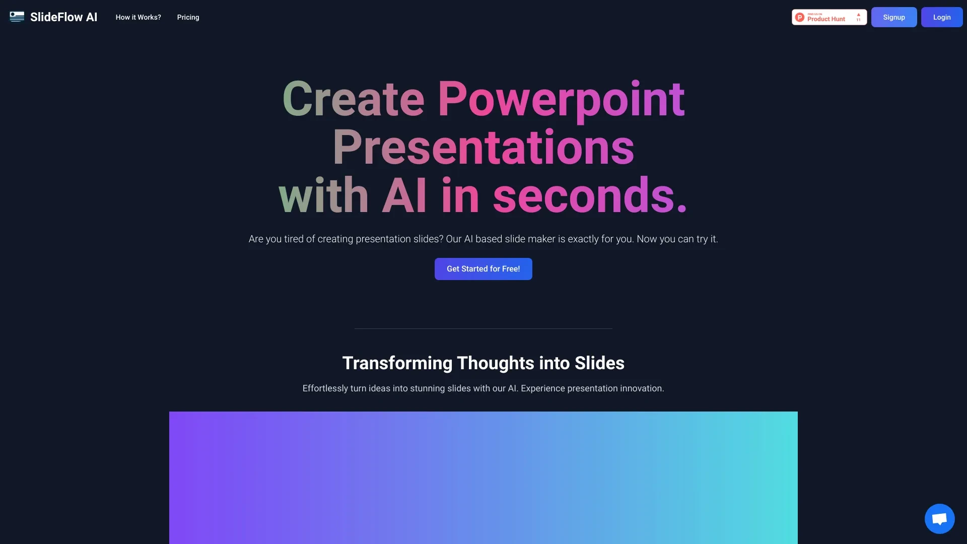 SlideFlow AI website preview