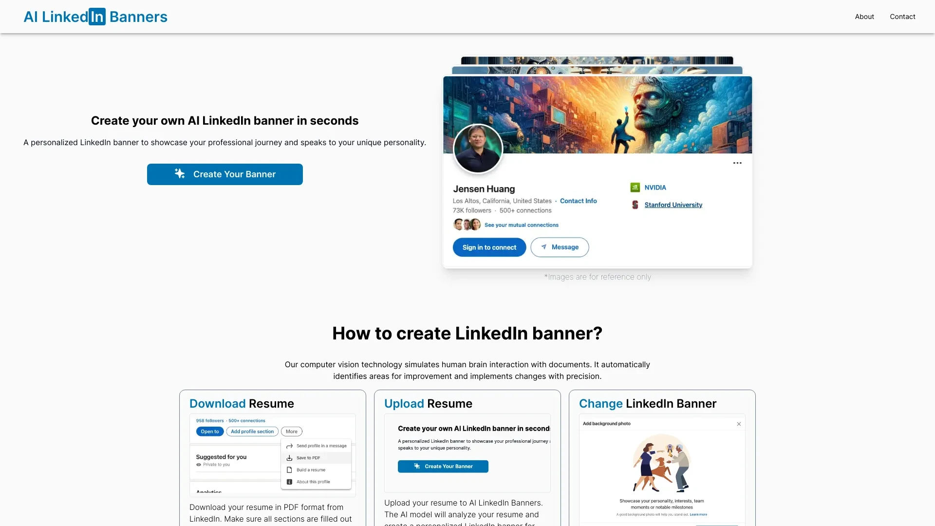 AI LinkedIn Banners website preview