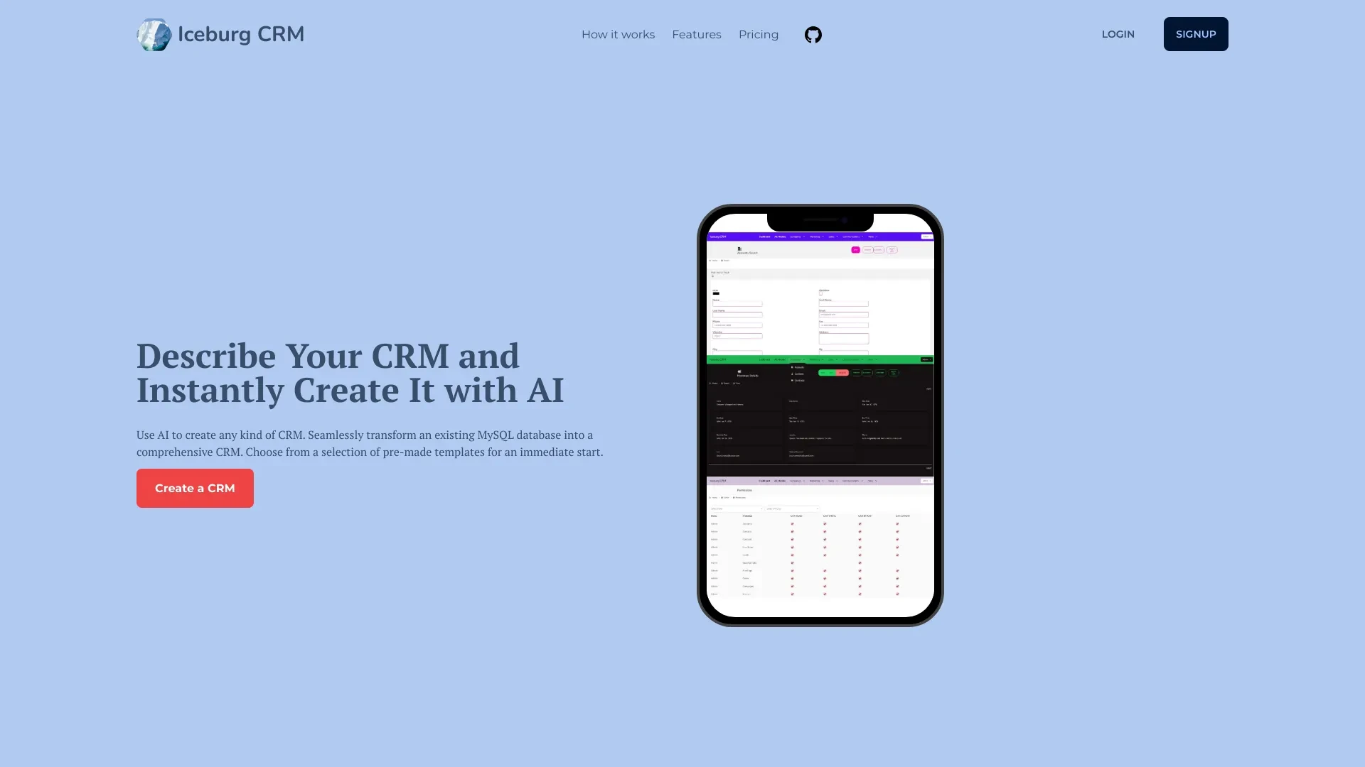 Iceburg CRM website preview