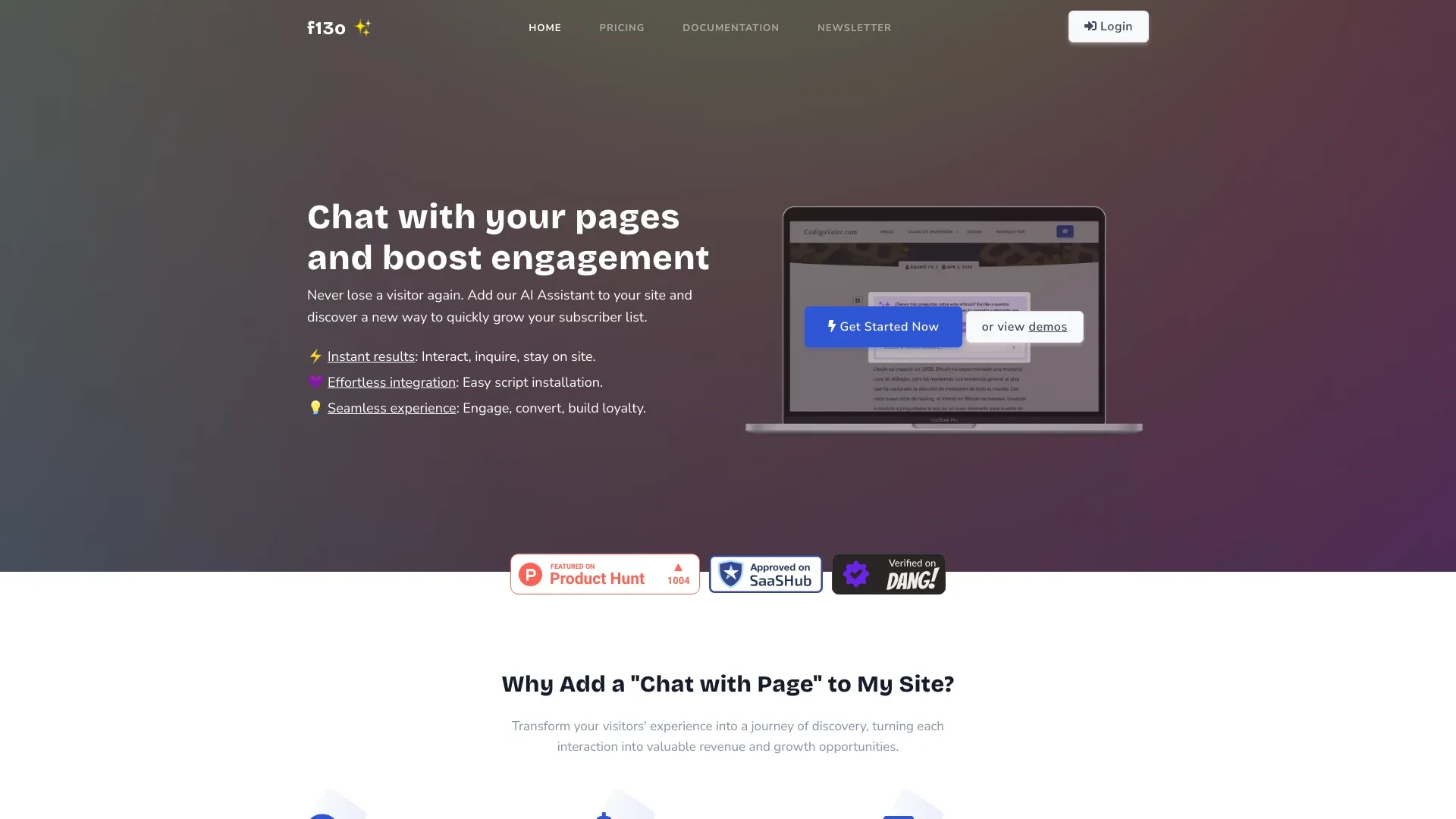 Chat with Page website preview