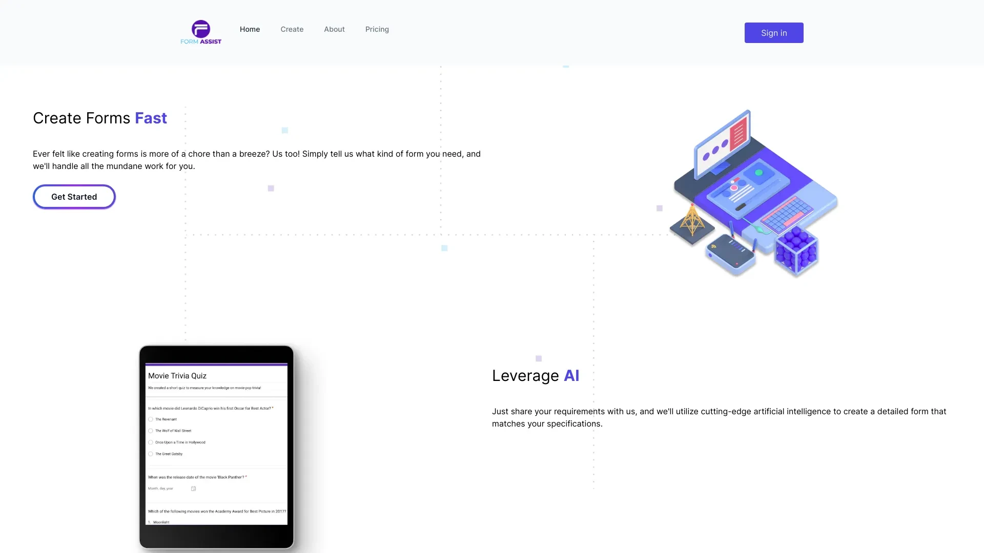 Form Assist website preview