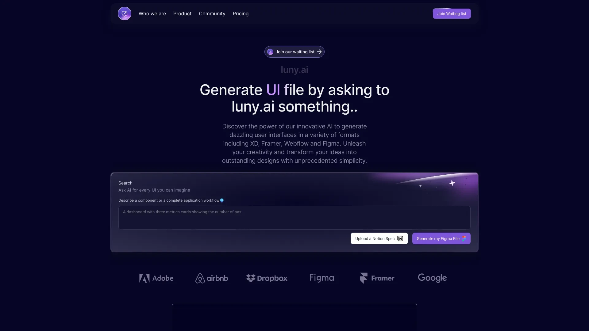 Luny AI website preview