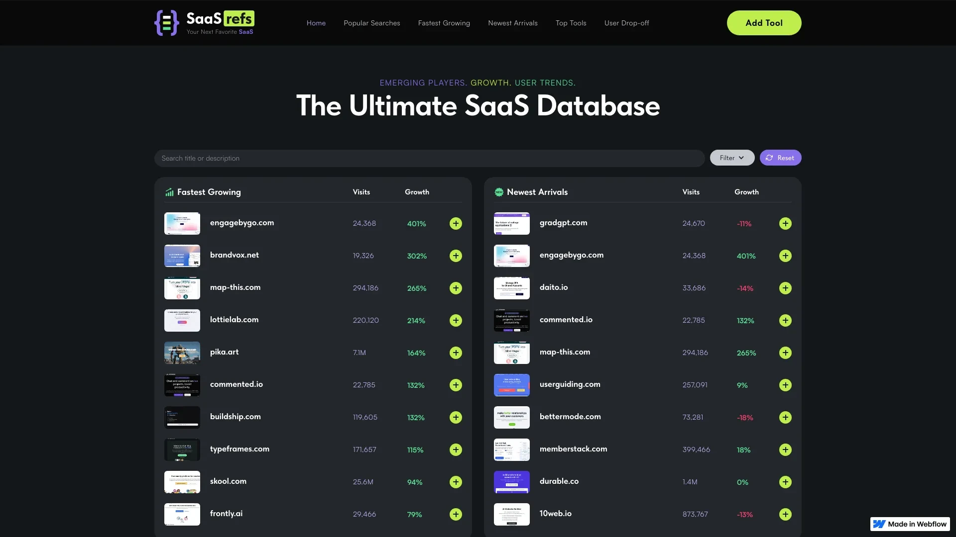 SaaSrefs website preview