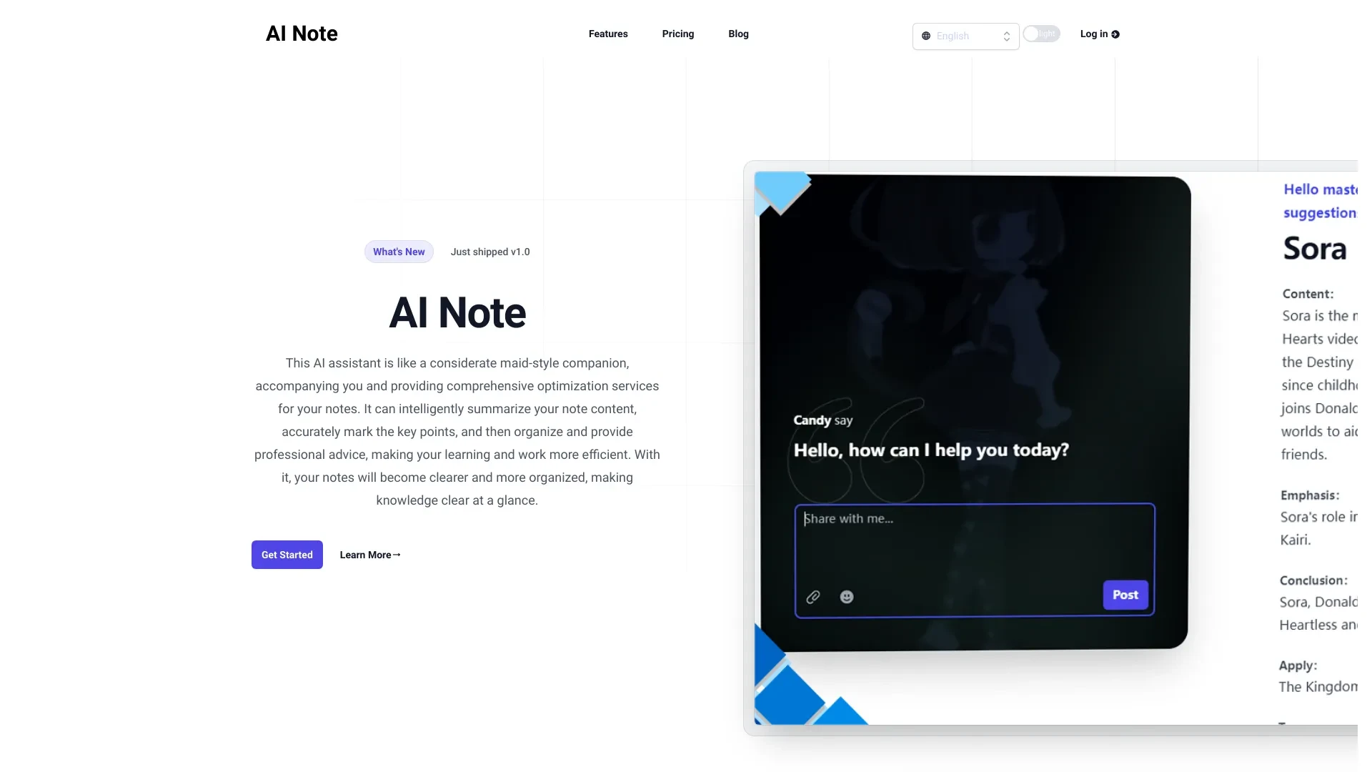 AI Note Helper website preview