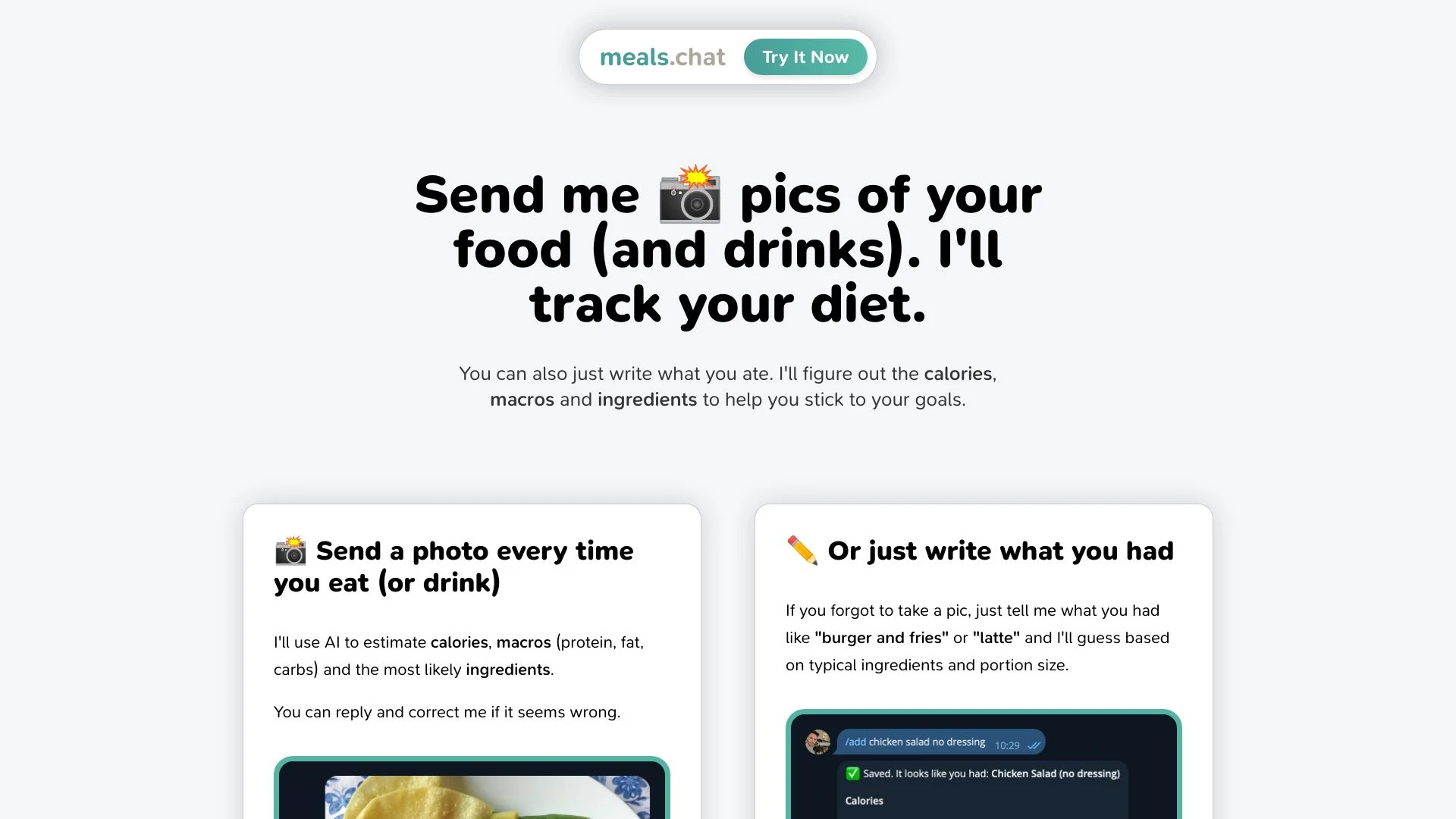 Meals Chat website preview