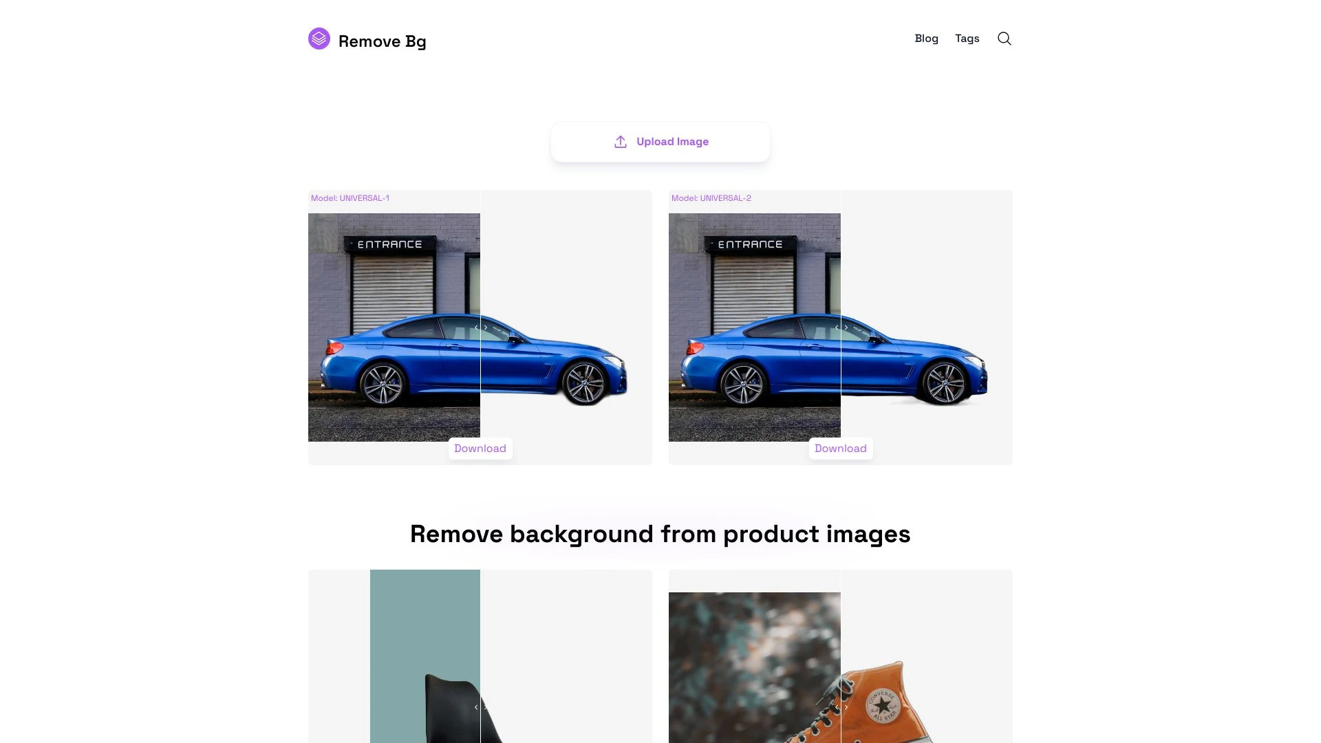 Remove Bg website preview