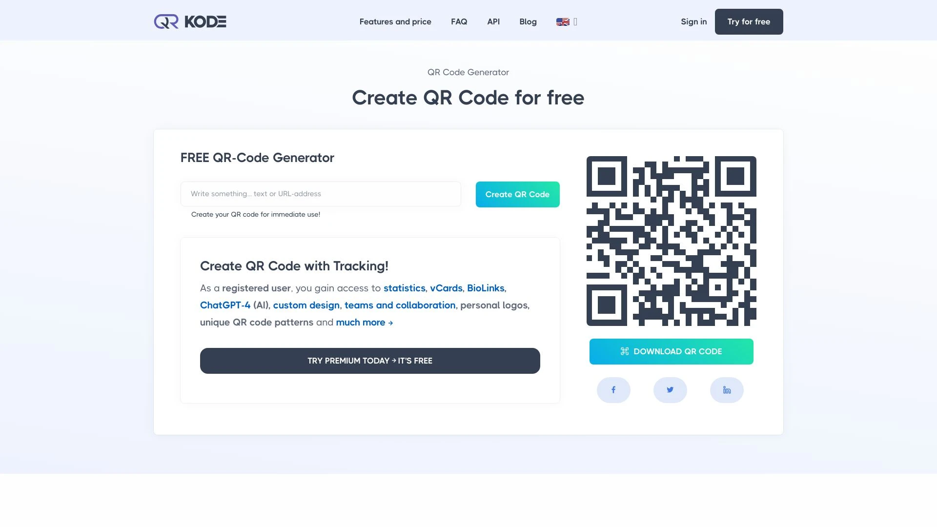 QR-Kode.no website preview