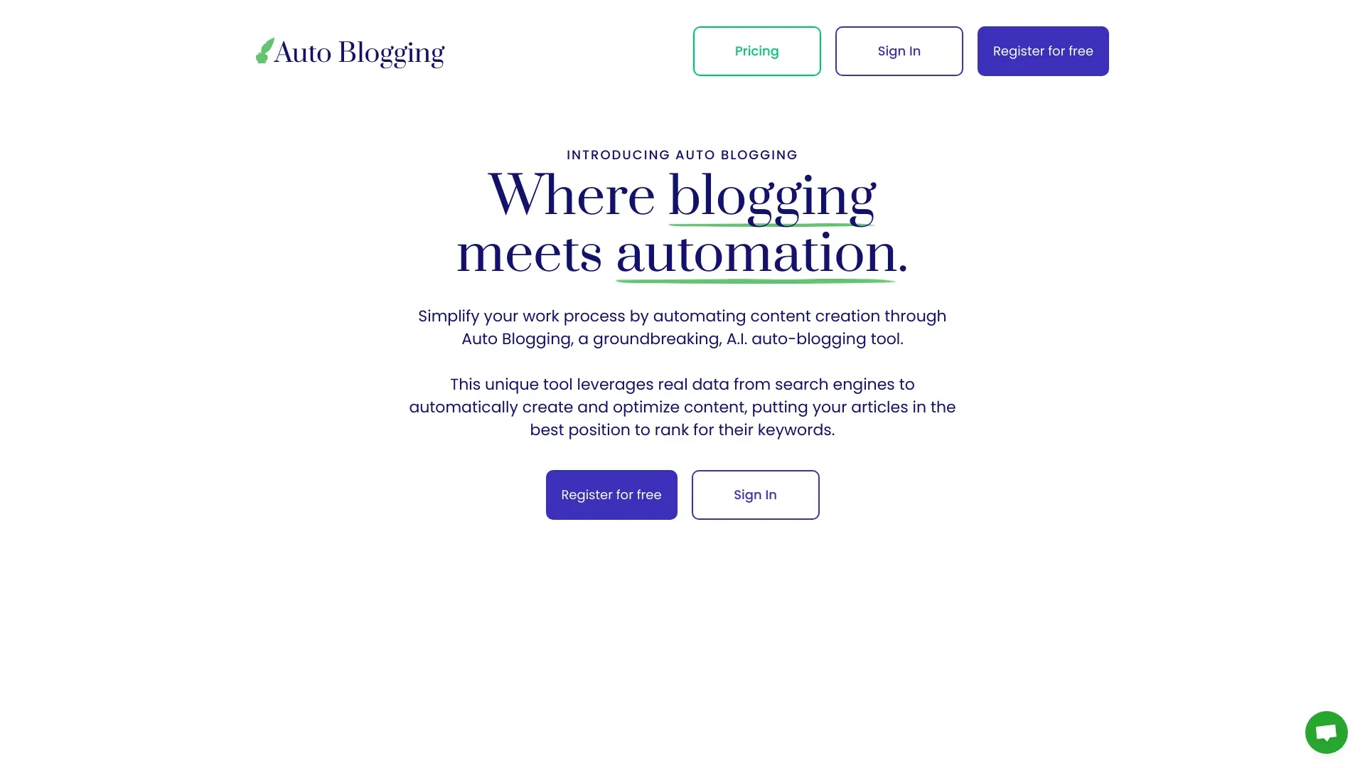 Auto Blogging website preview