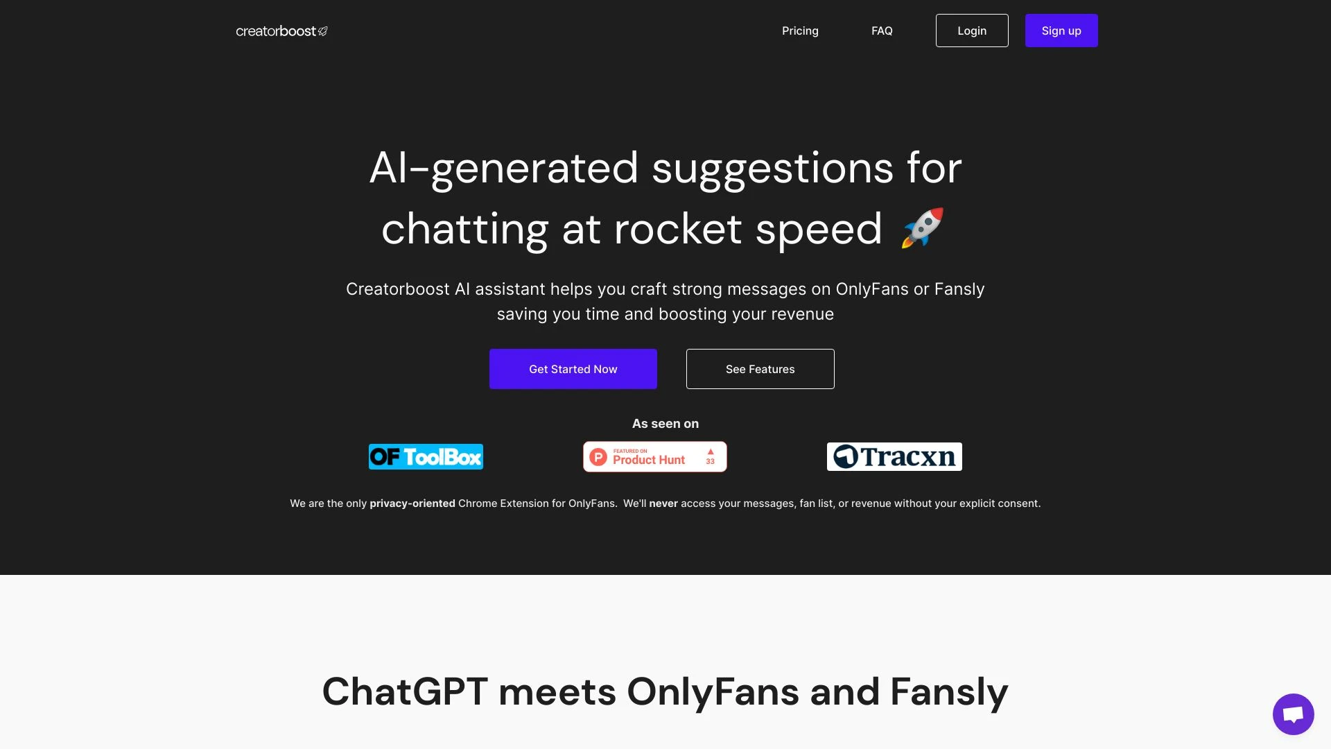 Creatorboost website preview