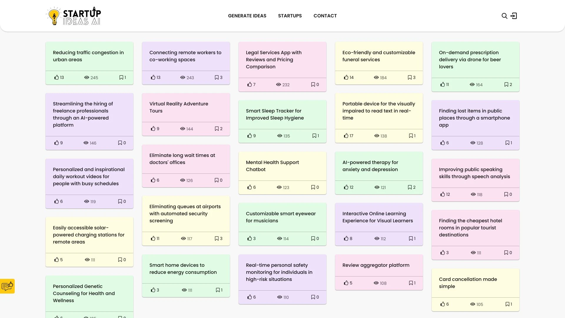 Startup Ideas AI website preview