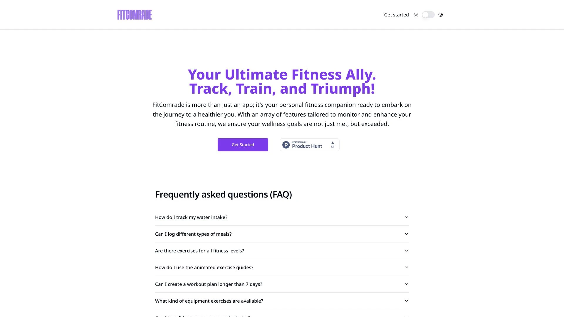 FitComrade website preview