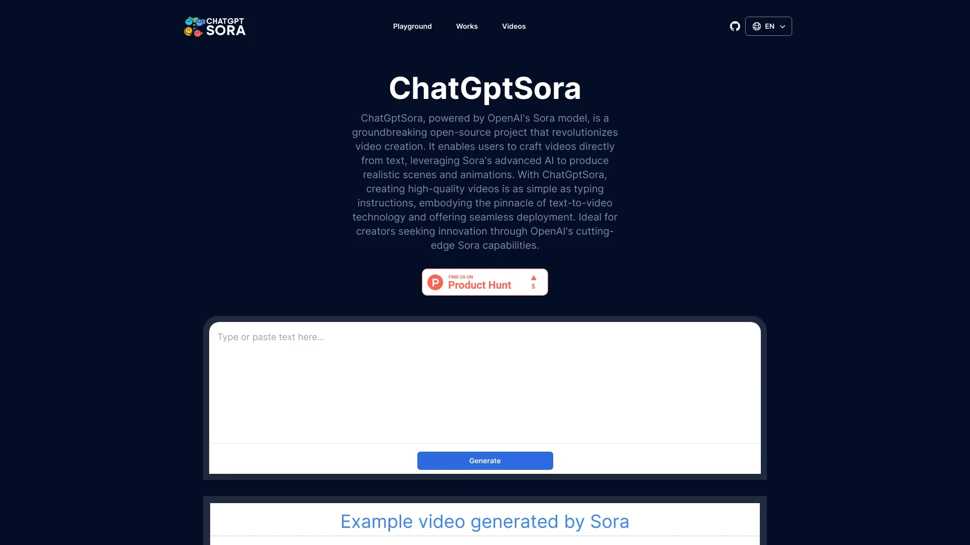 ChatGptSora website preview