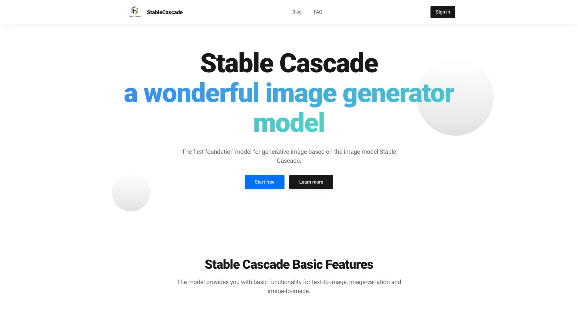 Stable Cascade website preview