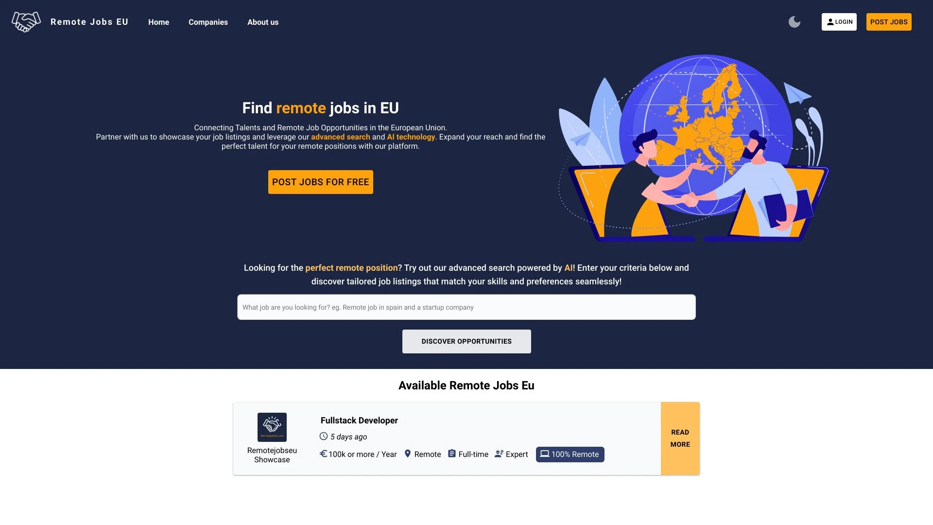 RemoteJobsEU website preview