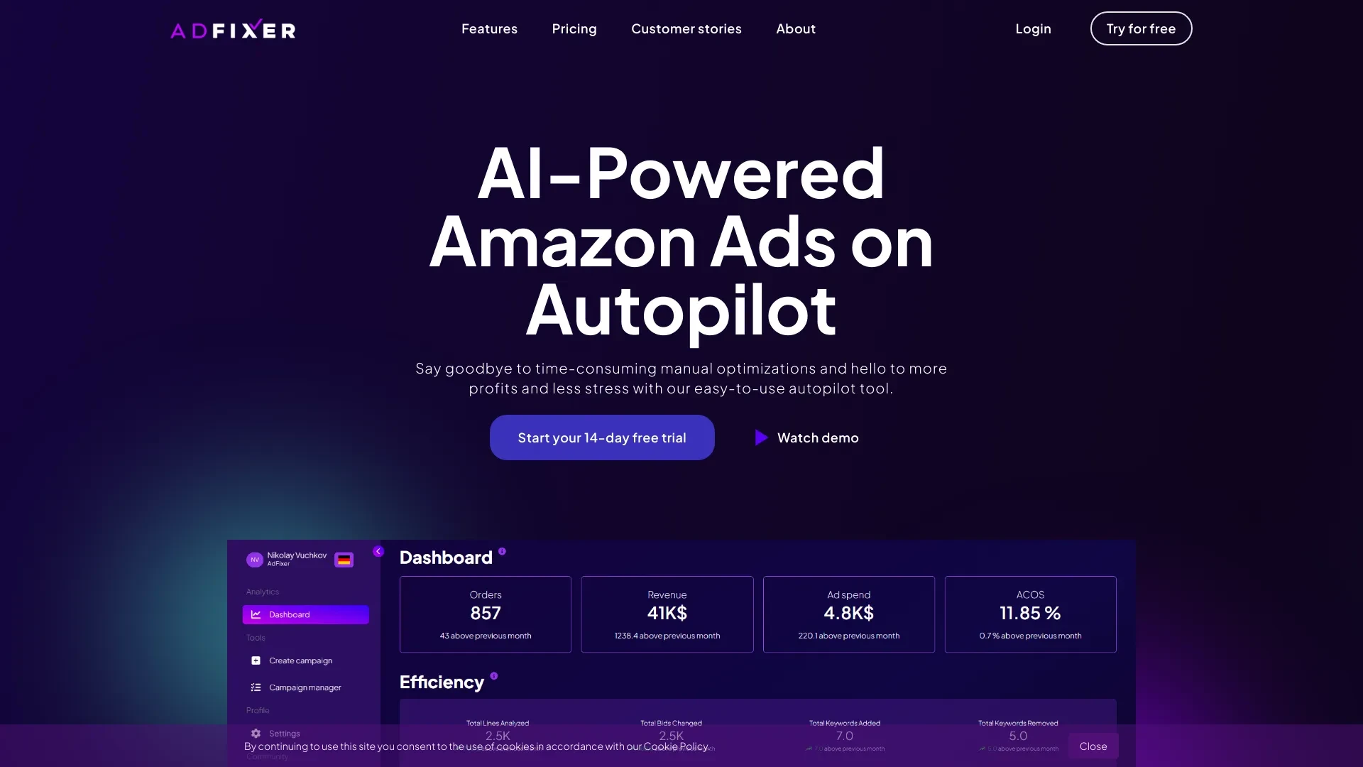 AI-Powered Amazon Ads website preview