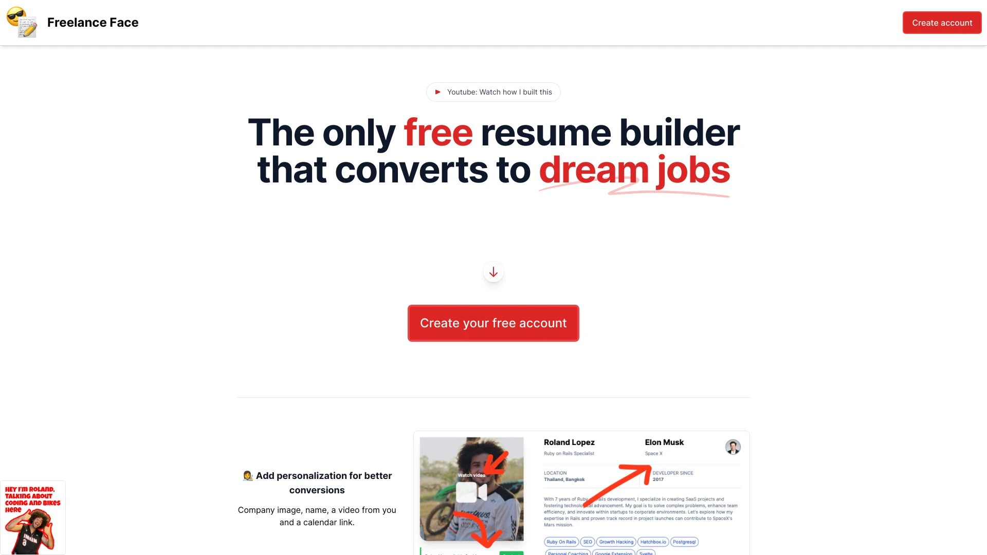 Dream Jobs Resume Builder website preview