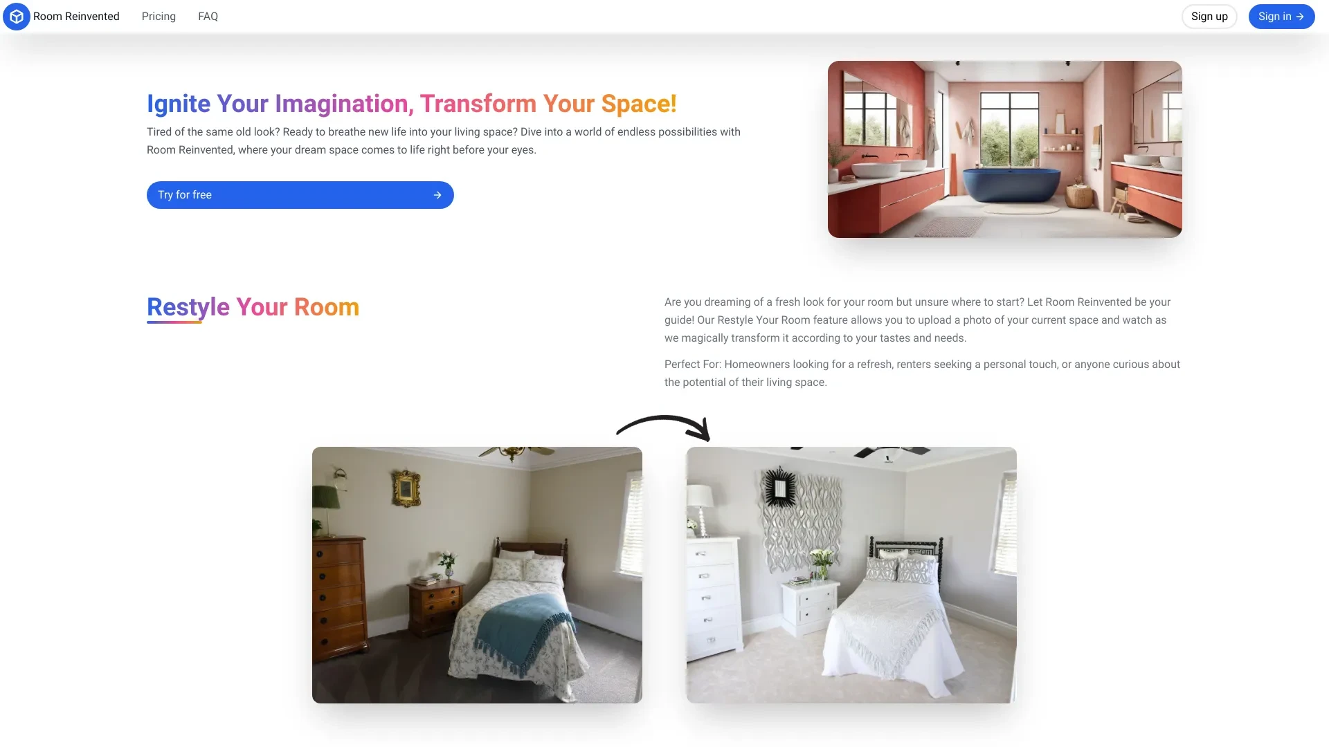 Room Reinvented website preview