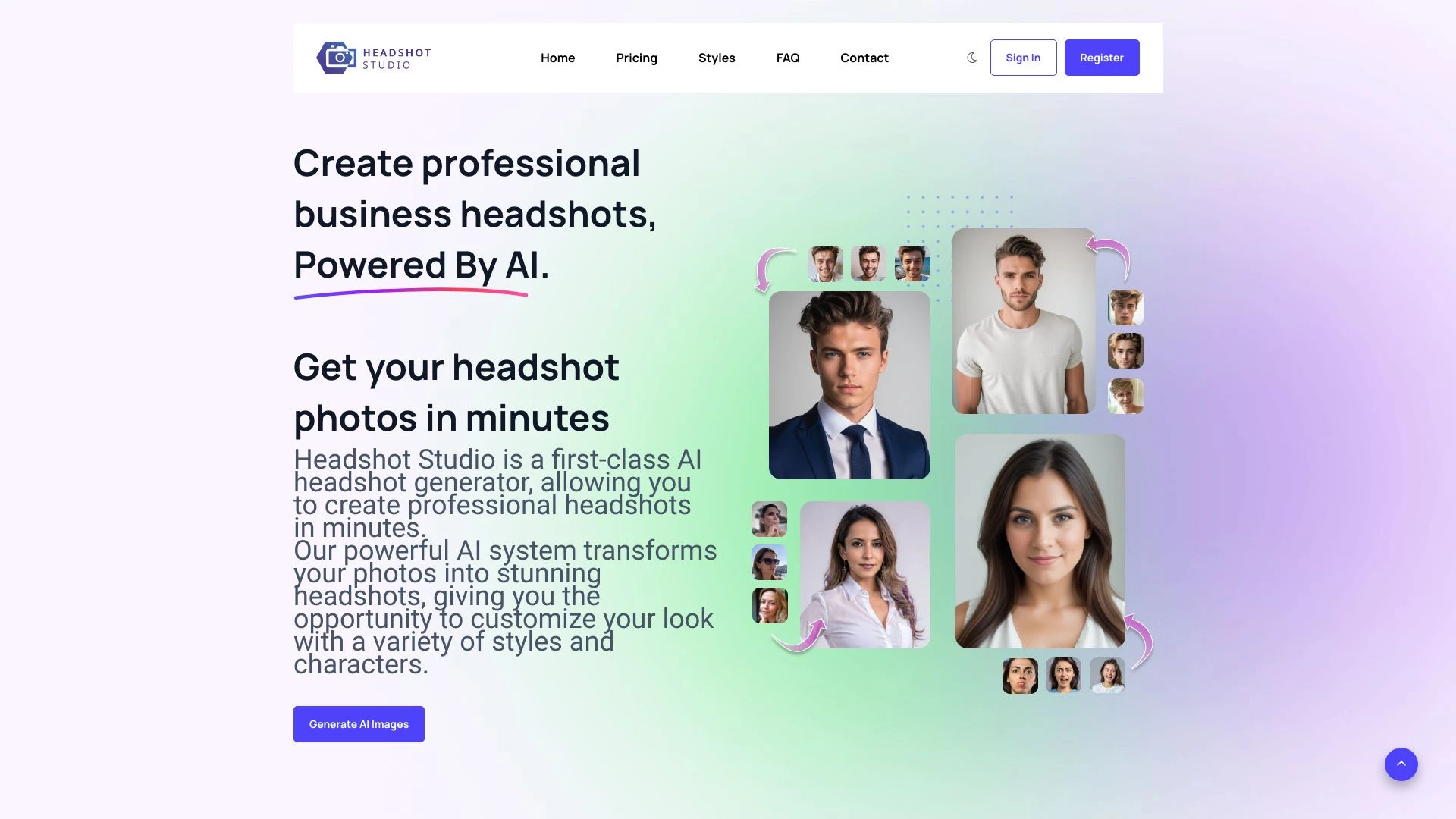 Headshot Studio website preview