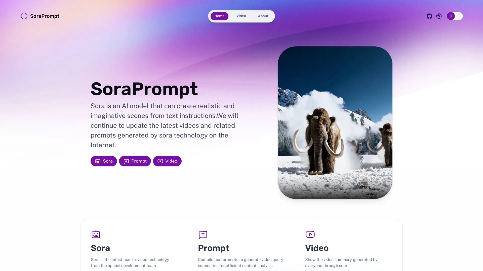 Sora Prompt website preview