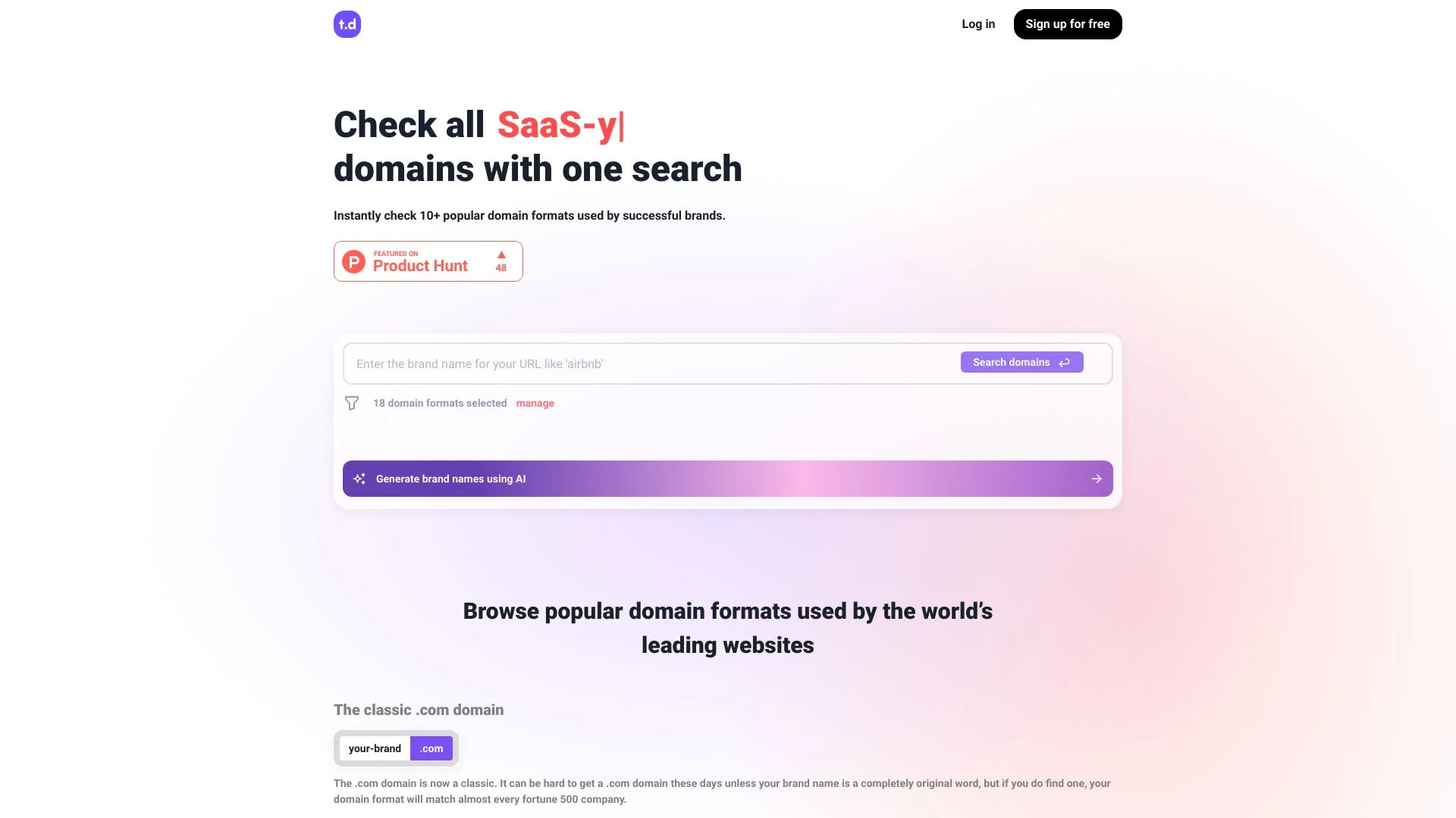 Techy Domains website preview