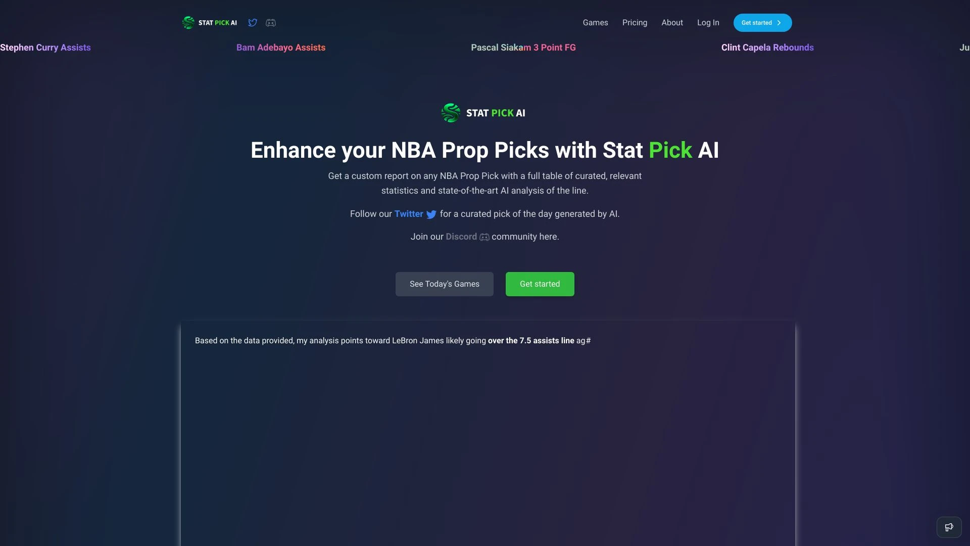 Stat Pick AI website preview