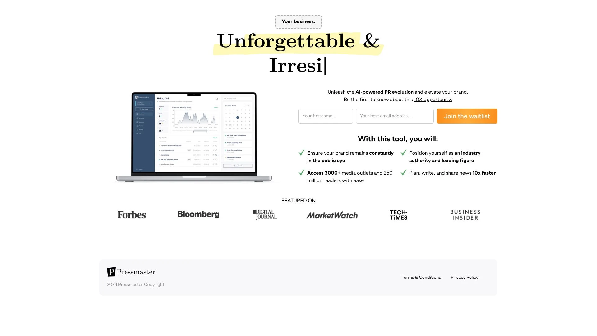 Pressmaster website preview