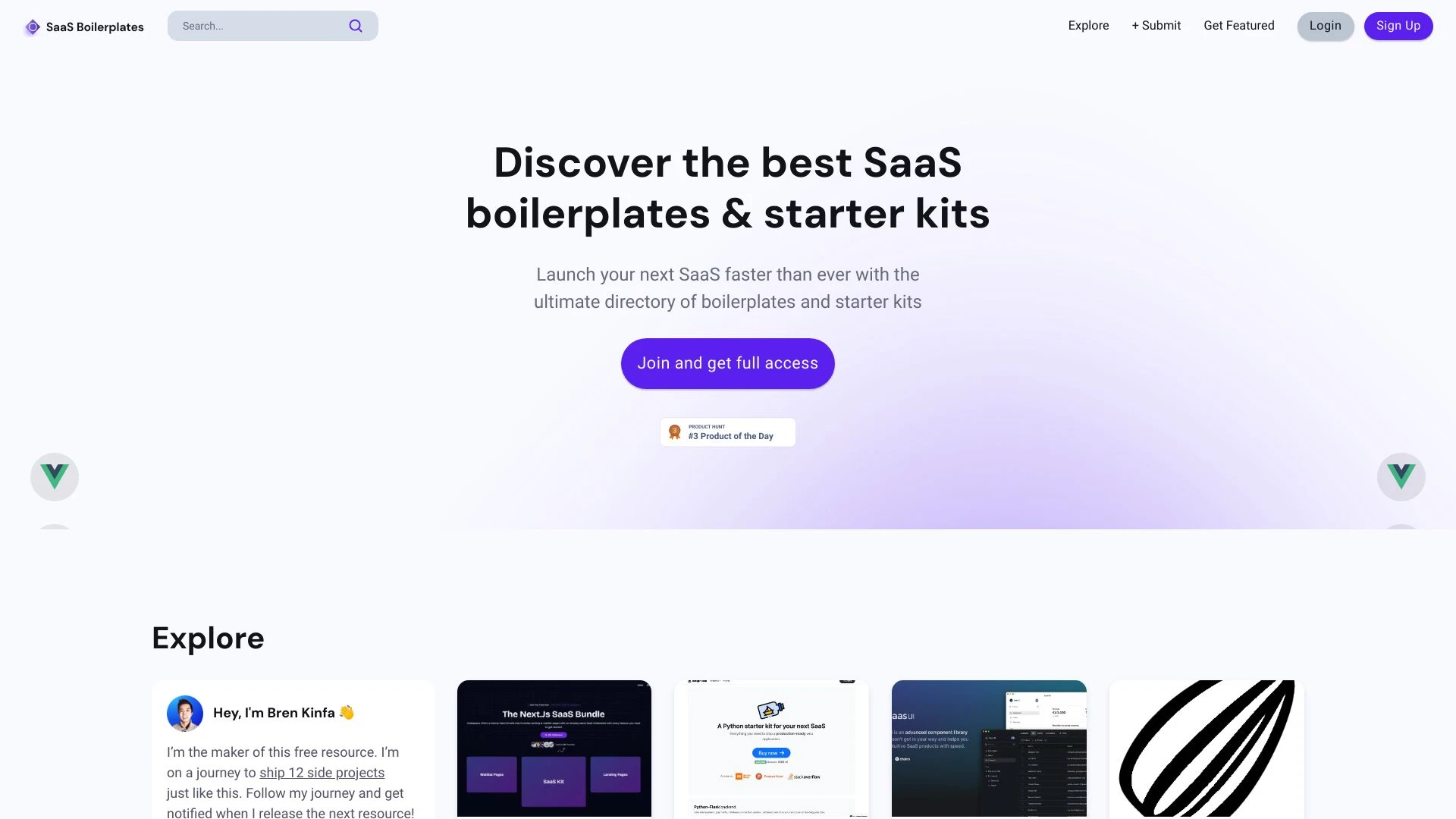 SaaS Boilerplates website preview