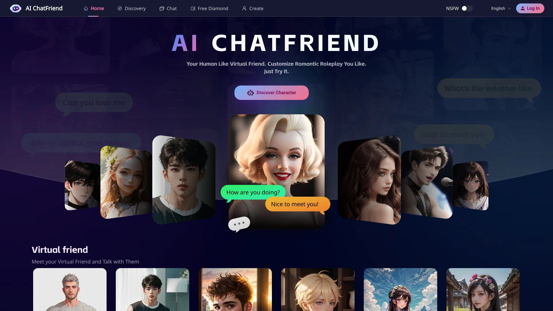 AI ChatFriend website preview